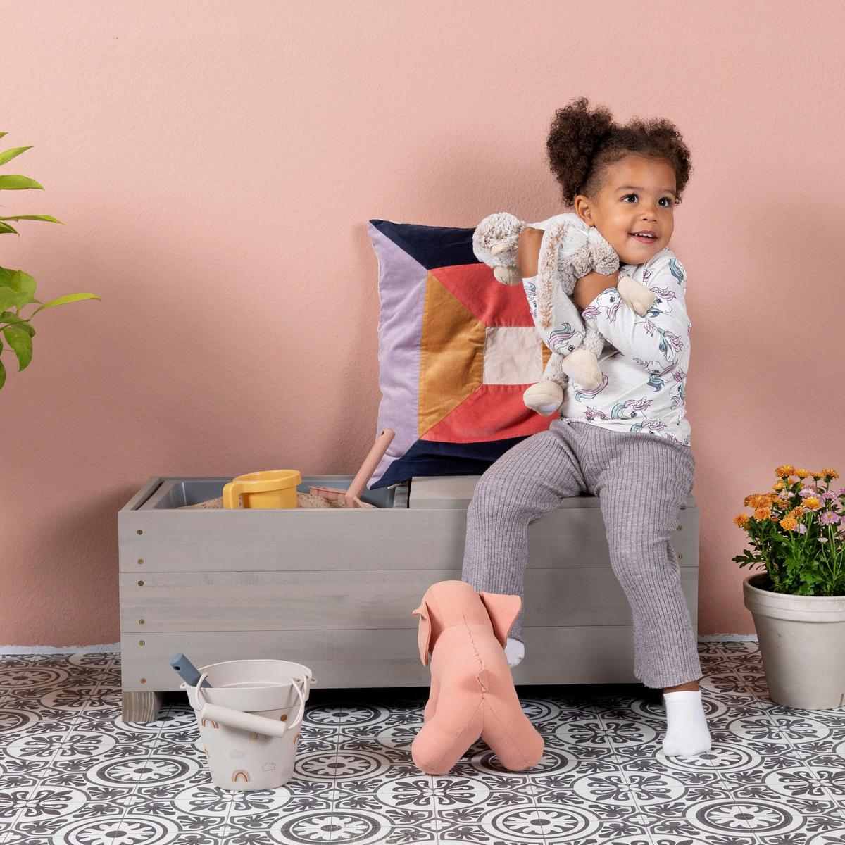 Kindersitzbank Discoverer Holz Grau LxBxH: 83x35x32 cm - Hellgrau, Basics, Holz (83/35/32cm) - MUDDY BUDDY