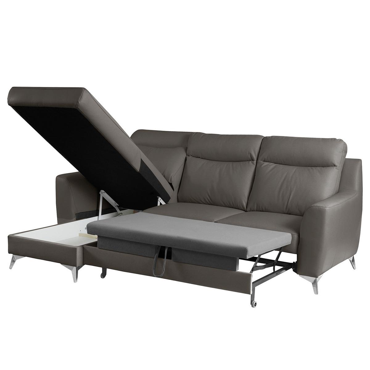 Ecksofa Gio Dunkelbraun S: 236x168 Cm - Chromfarben/Dunkelbraun, Design, Leder/Textil (236/168cm) - Livetastic