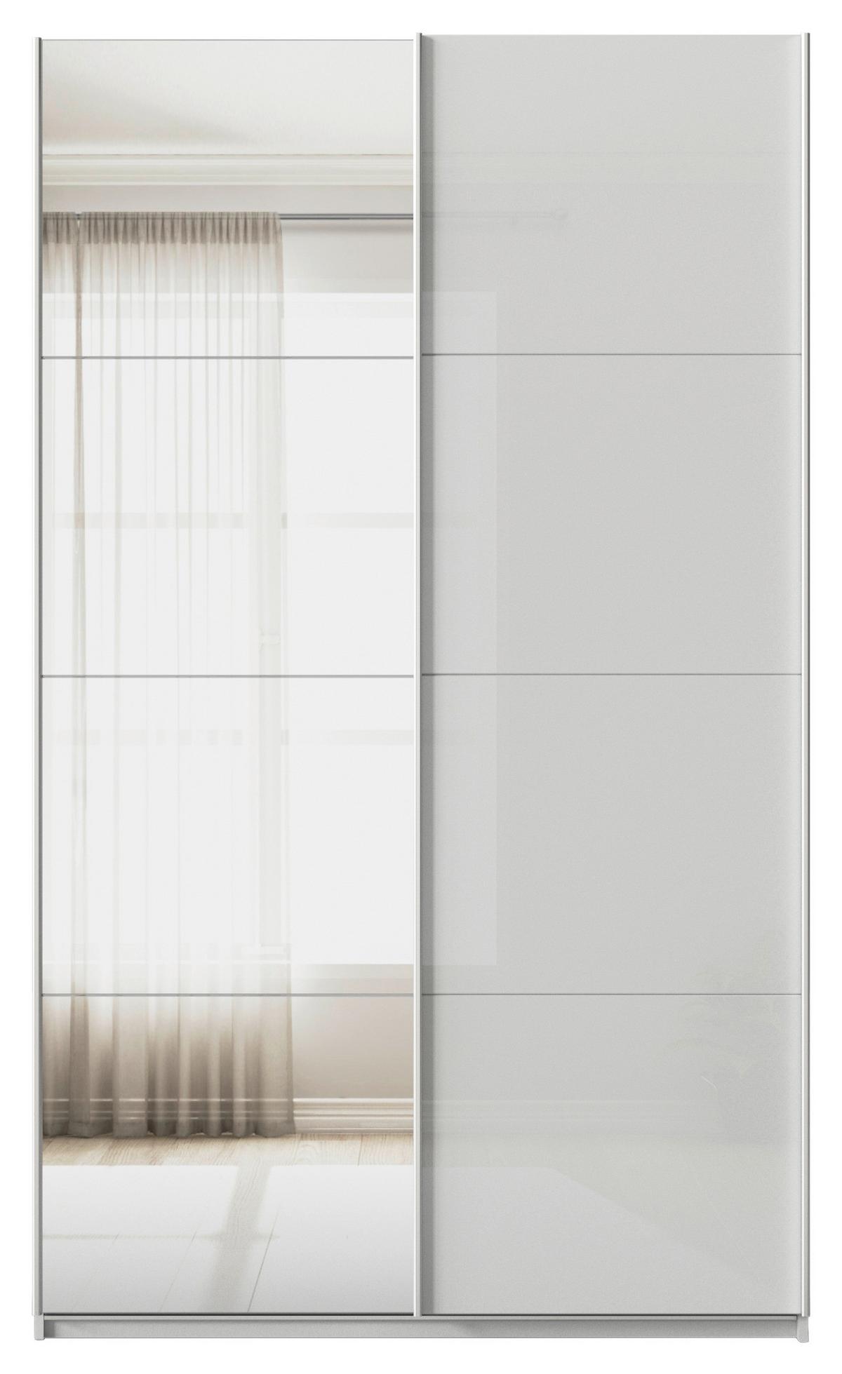 Tolóajtós Szekrény Feldkirch 136/229 Cm - ezüst/magasfényű szürke, Modern, faalapú anyag/Üveg (136/229/62cm)