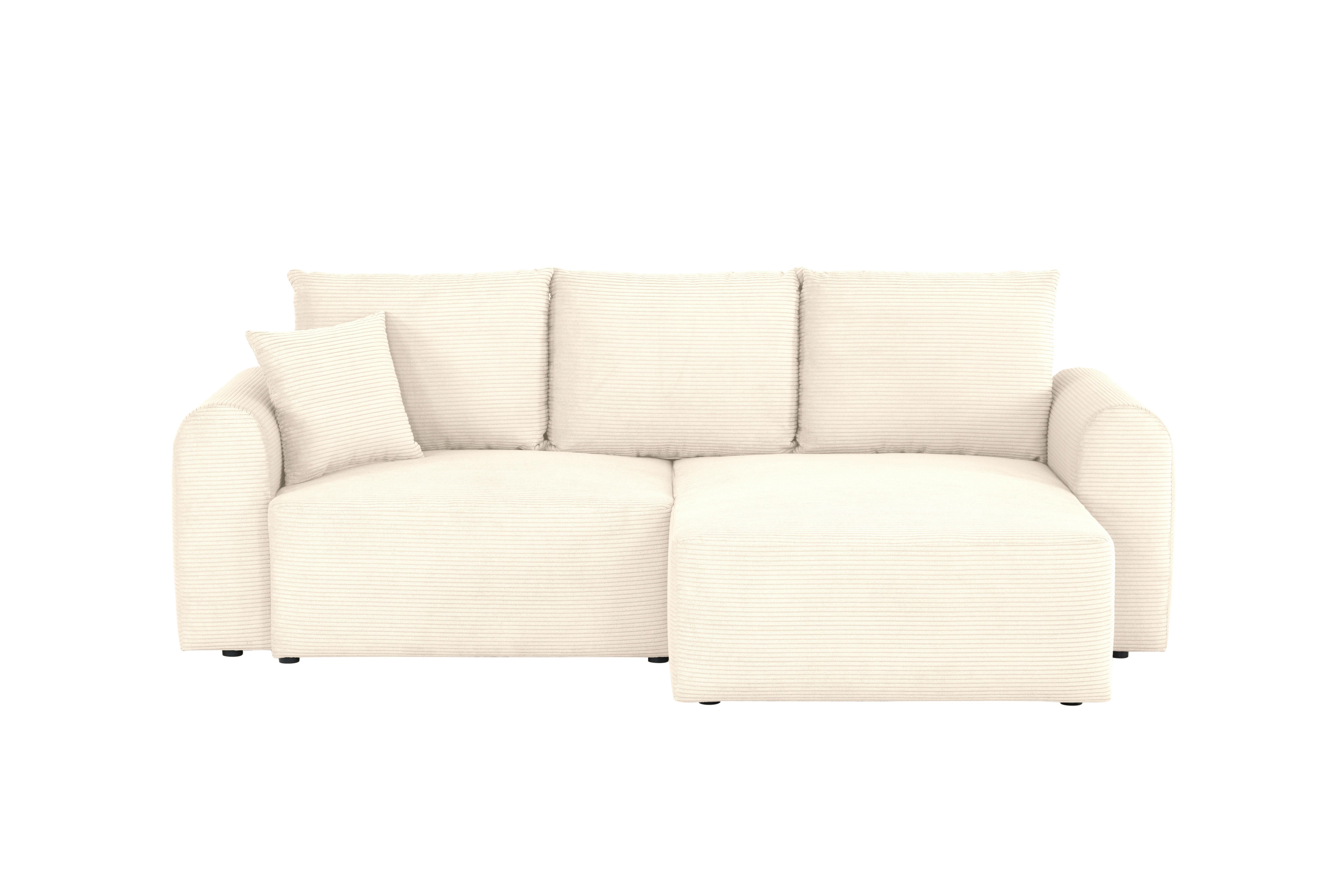 Ecksofa Joni Creme S: 250 cm - Creme/Schwarz, Design, Textil (250/151cm) - MID.YOU