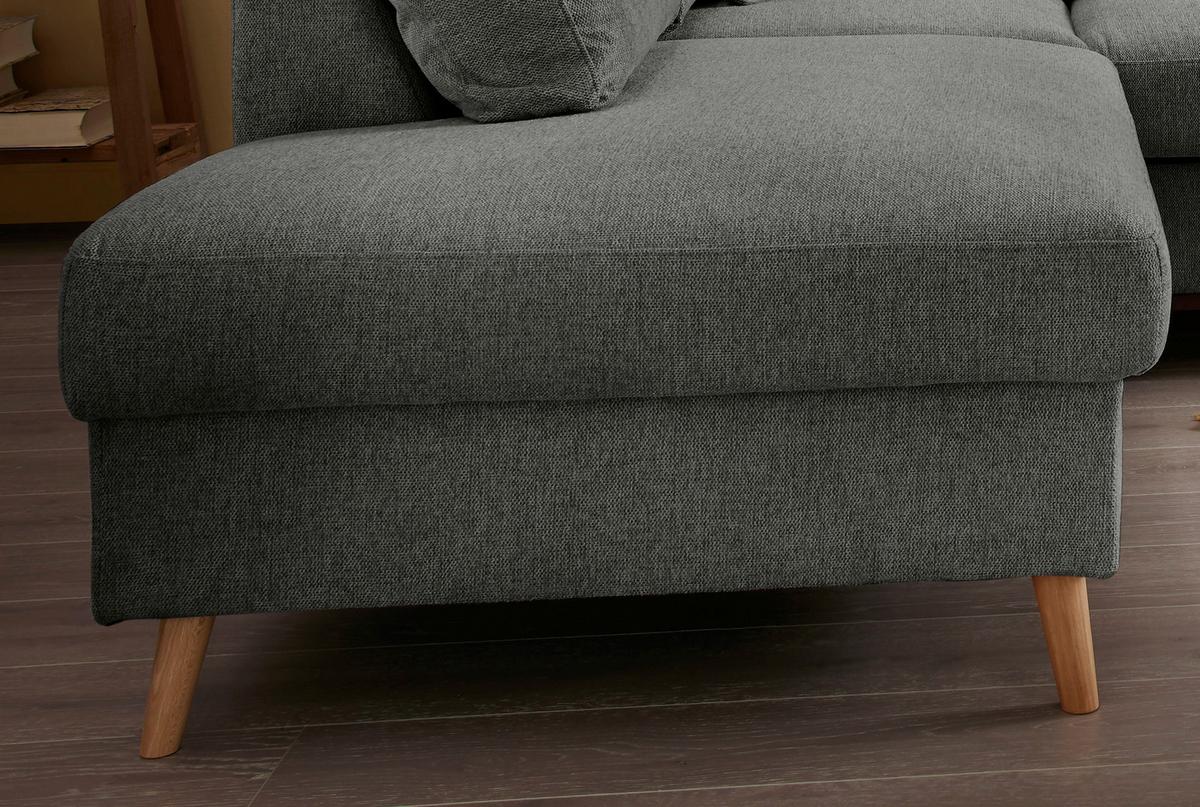 Ecksofa Mit Schlaffunktion Valentina Mit Kissen Anthrazit - Anthrazit/Naturfarben, KONVENTIONELL, Textil (200/230cm) - P & B