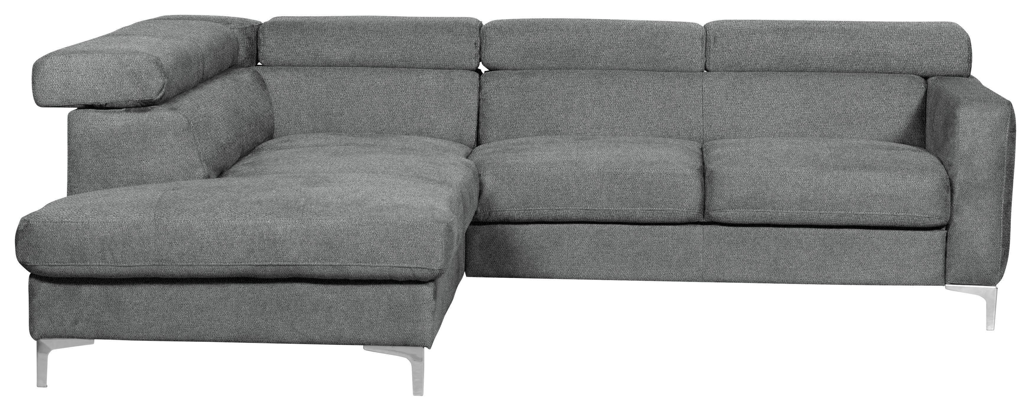 Ecksofa Sammy Grau - Chromfarben/Grau, Design, Textil (207/242cm) - Livetastic
