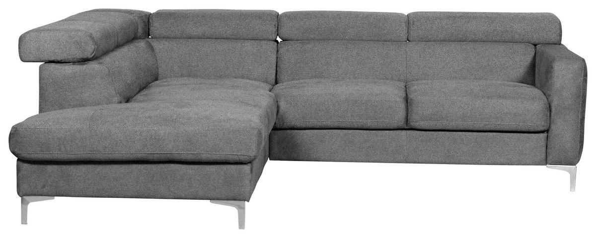 Ecksofa Sammy Grau - Chromfarben/Grau, Design, Textil (207/242cm) - Livetastic