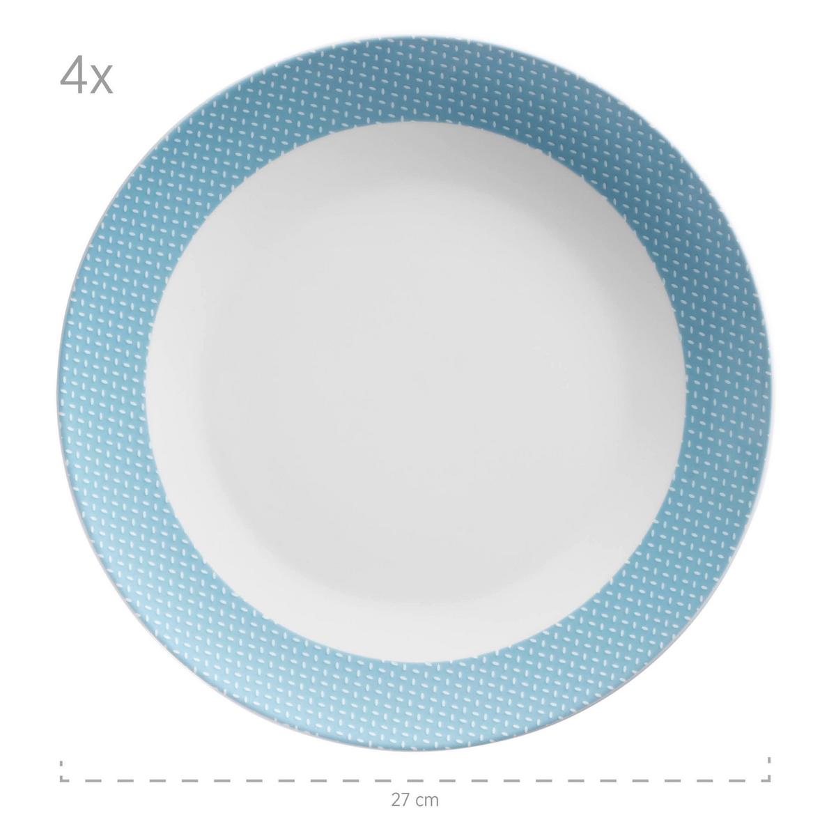 Kombiservice Porzellan 4 Personen 16-teilig - Pastellblau, Basics, Keramik - Mäser