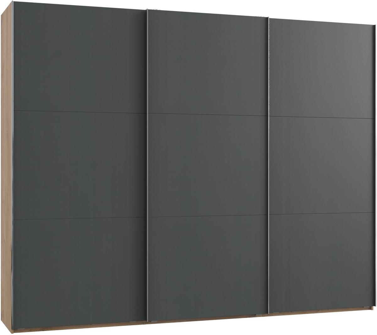 Schwebetürenschrank 300cm Level, Graphit/eiche Dekor - Eichefarben/Graphitfarben, MODERN, Holzwerkstoff (300/236/65cm) - MID.YOU