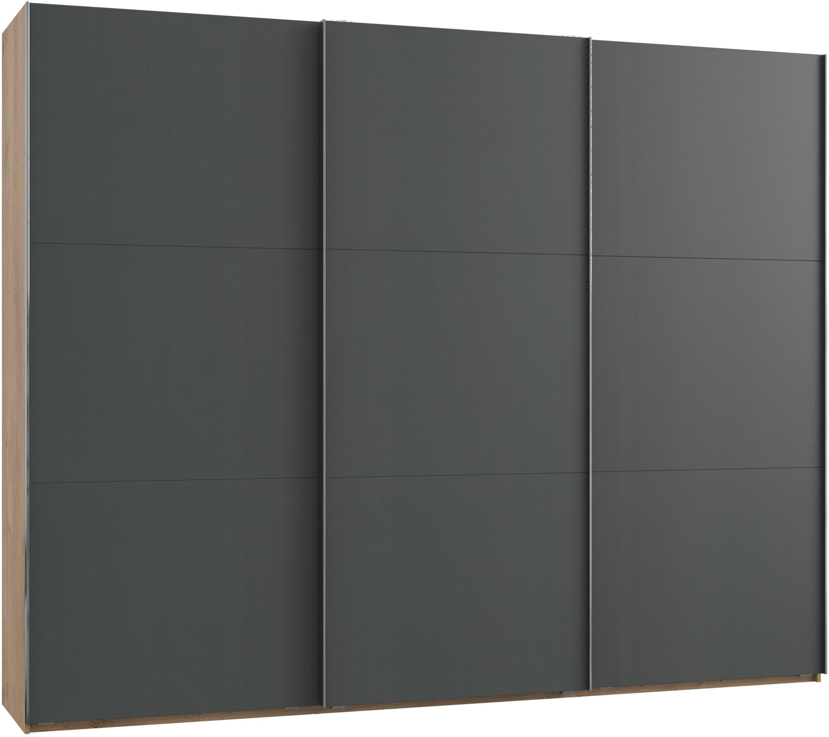 Schwebetürenschrank 300cm Level, Graphit/eiche Dekor