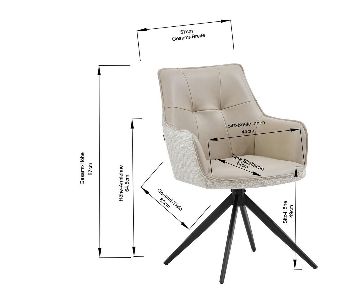 Armlehnstuhl Ion Schwarz/Taupe B: 58 cm - Taupe/Schwarz, MODERN, Holz/Textil (58/87/61,5cm) - Livetastic