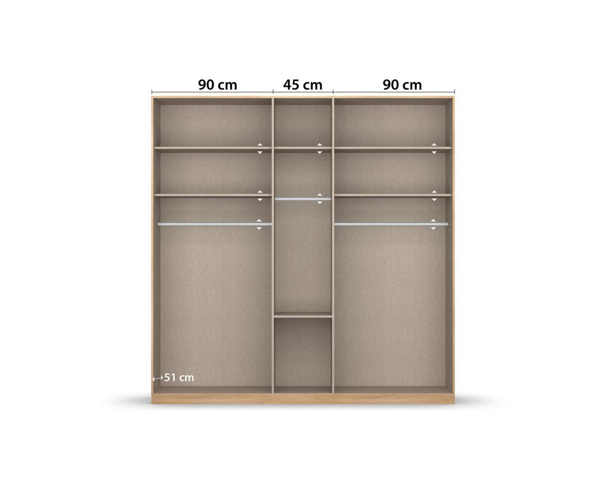 Drehtürenschrank Mit Spiegel B: 226 Cm Bingen Weiß - Weiß, MODERN, Holzwerkstoff (226/229/54cm) - Rauch Möbel