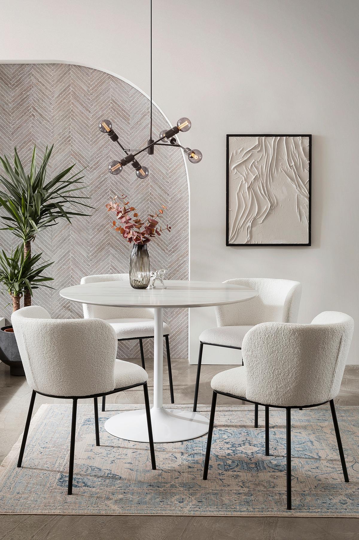 Stuhl-Set Weiß B: 54,5 cm - Schwarz/Weiß, MODERN, Textil/Metall (54,5/76/59cm) - Livetastic