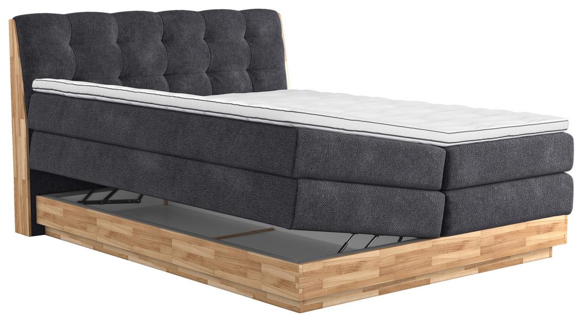 Boxspringbett Boxspring Bed Melissa - Anthrazit/Schwarz, Natur, Textil (200/200cm)