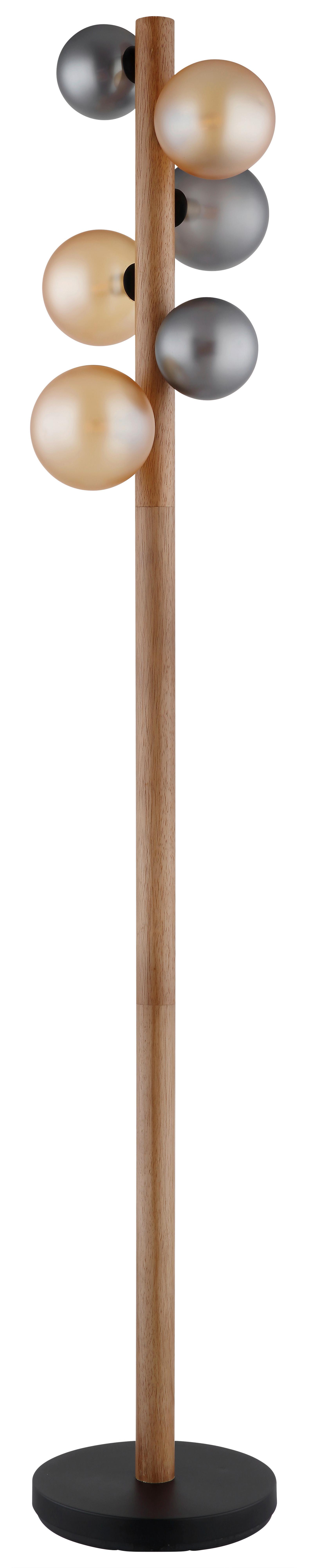 STEHLEUCHTE Exkl. 5xG9 5W - Dunkelbraun/Schwarz, Basics, Glas/Holz (29/150cm) - Globo
