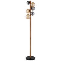 STEHLEUCHTE Exkl. 5xG9 5W - Dunkelbraun/Schwarz, Basics, Glas/Holz (29/150cm) - Globo