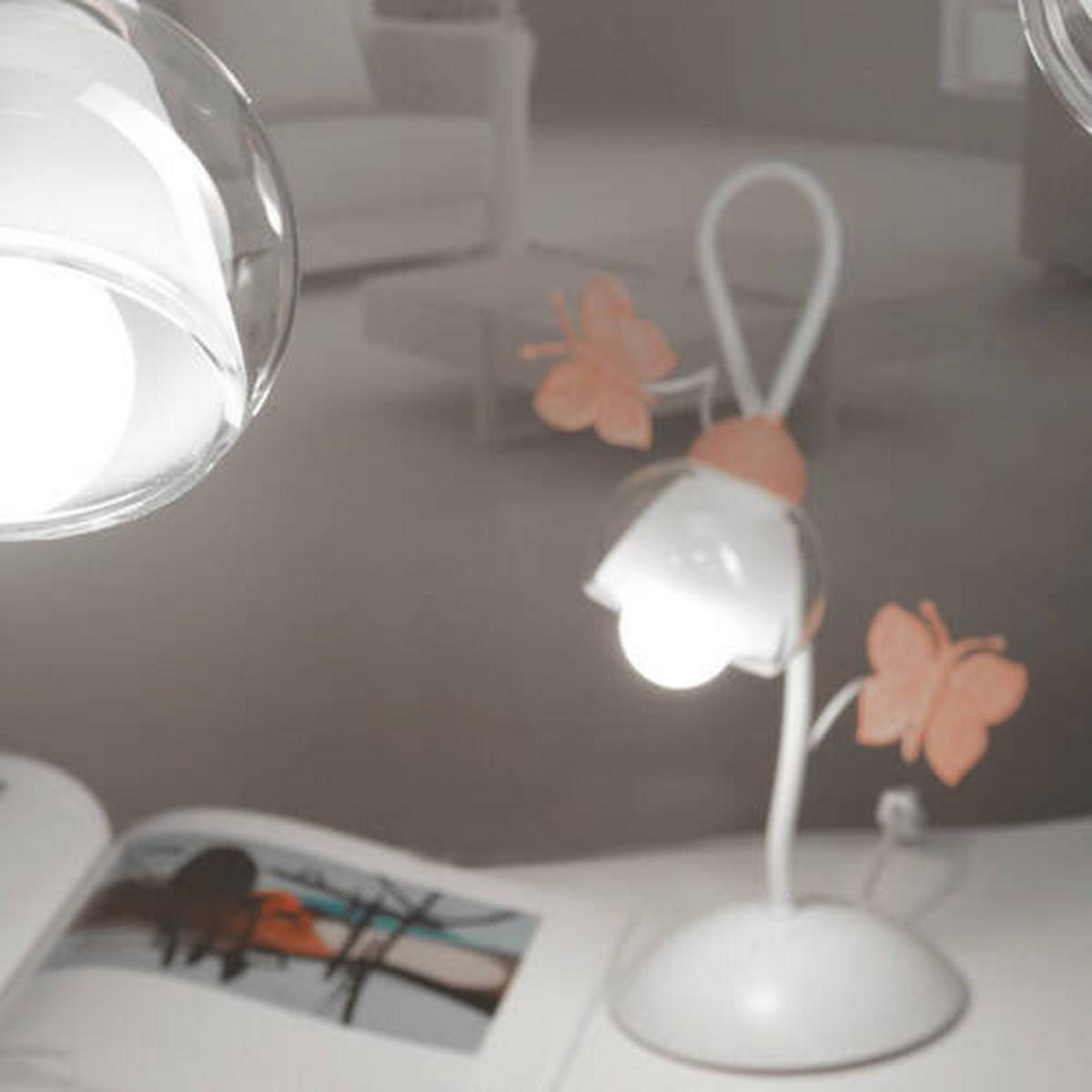 Kindertischleuchte 4924/L - Pink/Weiß, Basics, Glas/Metall (16/37cm)