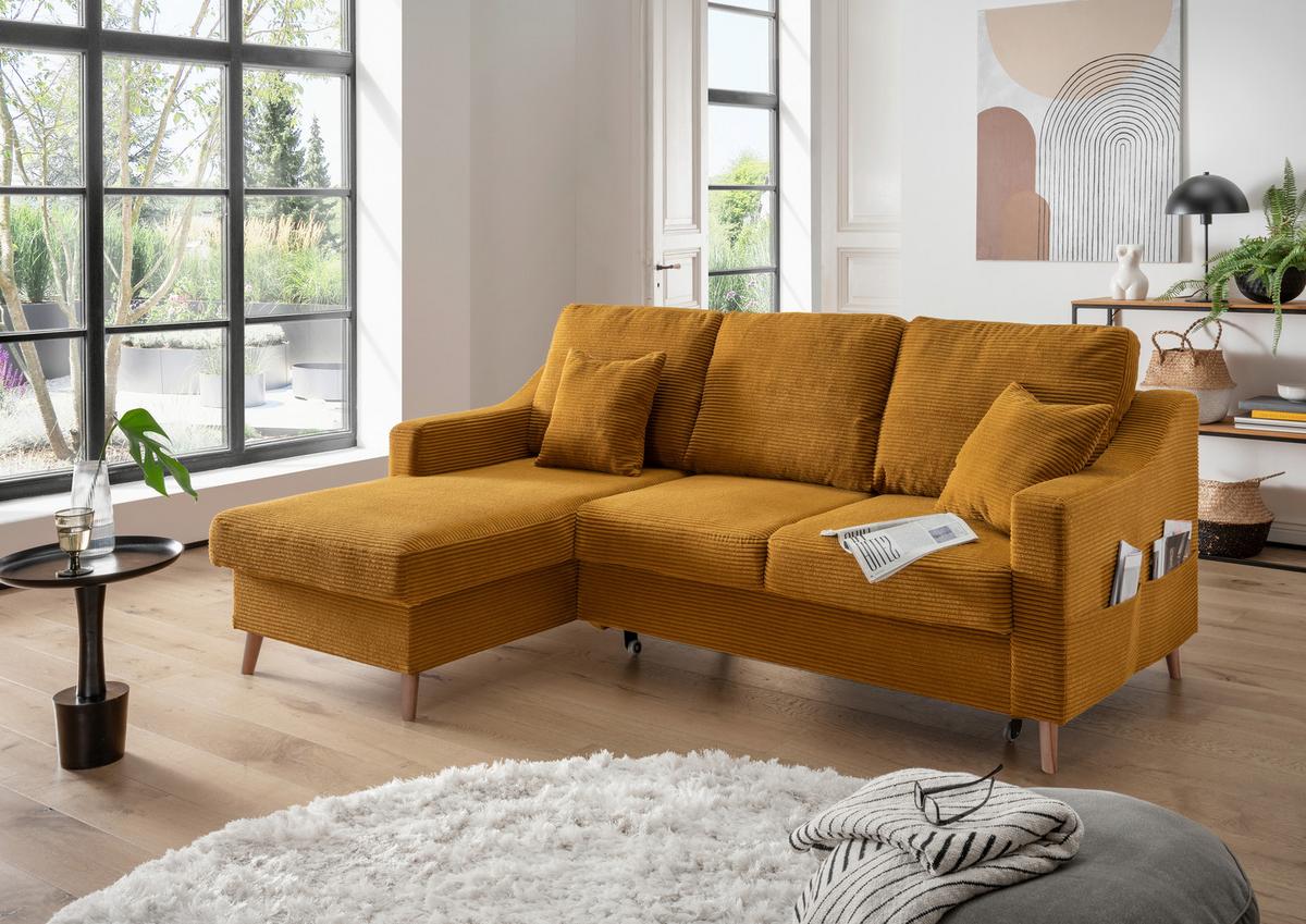 Ecksofa Valentina - Goldfarben/Naturfarben, Design, Textil (150/228cm) - P & B