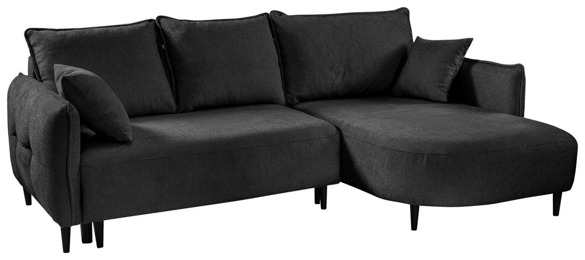 Ecksofa Sycylia Dunkelgrün/schwarz, 244 Cm - Dunkelgrün/Schwarz, Design, Textil (244/165cm) - MID.YOU