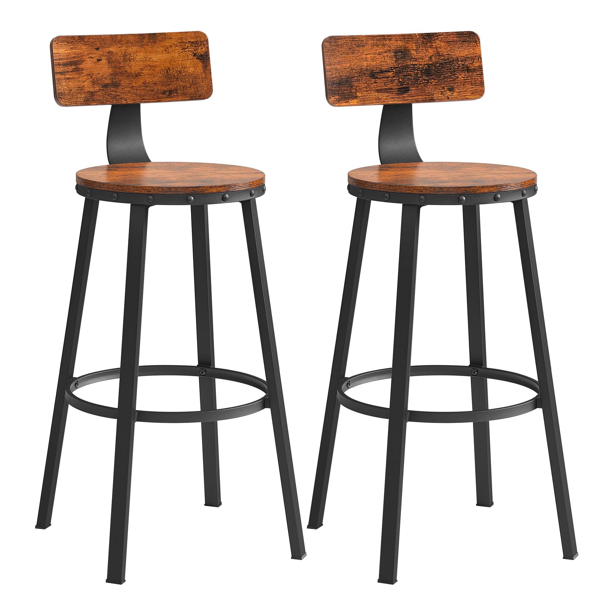 Barhocker-Set Vasagle 2-Tlg. Braun, Schwarz - Schwarz/Braun, Natur, Holzwerkstoff/Metall (54/99/54cm) - Boxxx