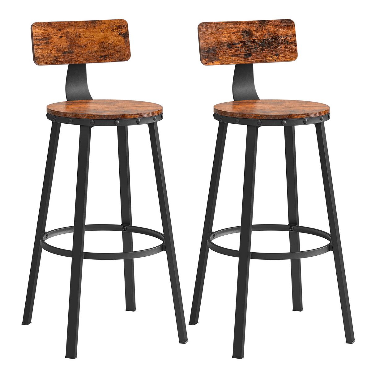 Barhocker-set Vasagle 2-tlg. Braun, Schwarz - Schwarz/Braun, Natur, Holzwerkstoff/Metall (54/99/54cm) - Boxxx