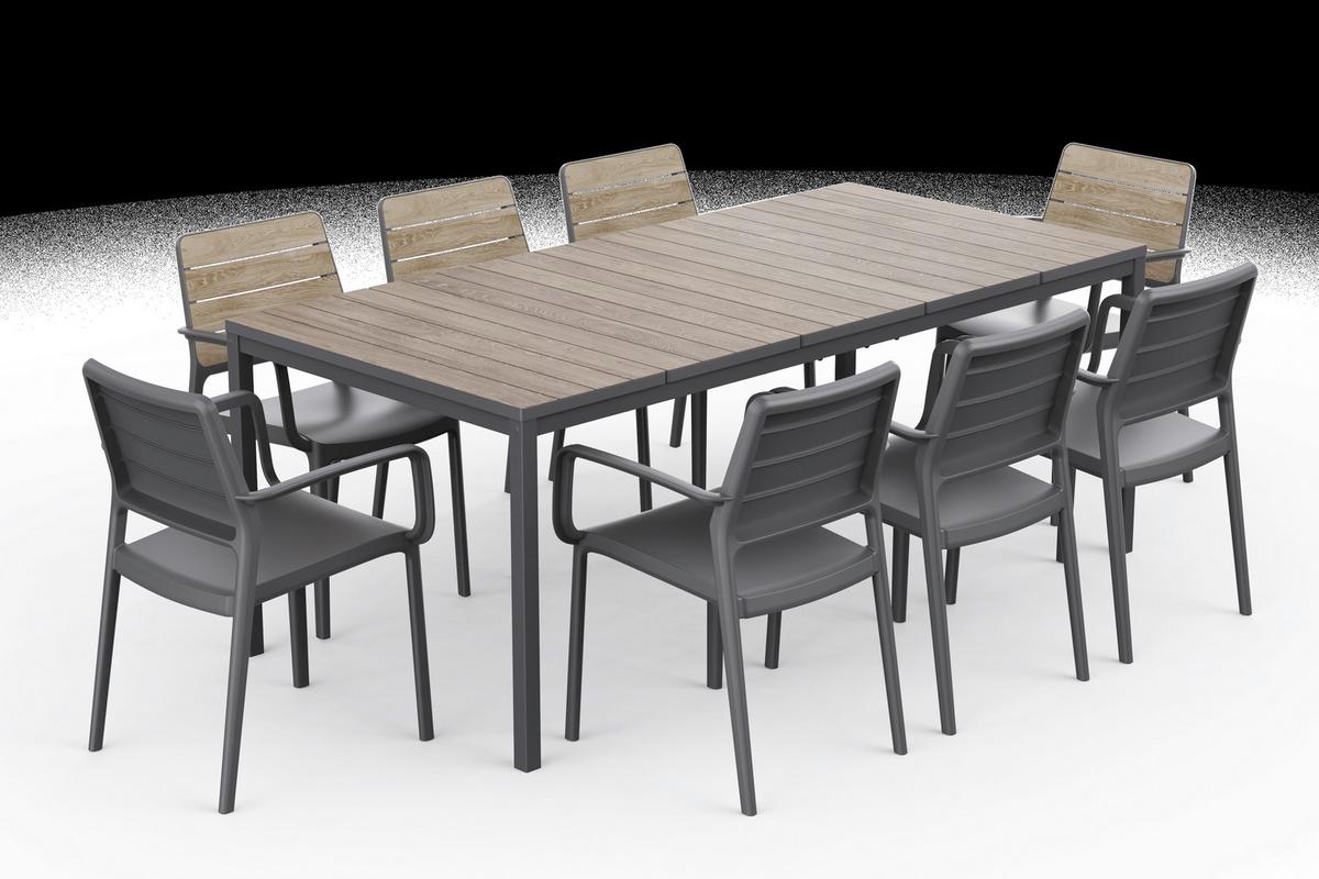 Gartentisch Porto Tisch - Walnussfarben/Graphitfarben, Basics, Kunststoff/Metall (153/75,4/90cm)