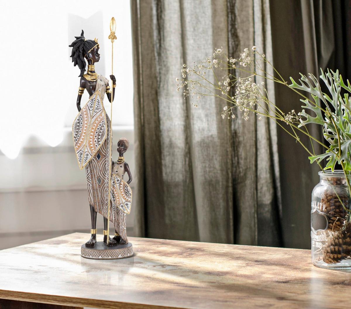 Skulptur Tribal Masai With Son Multicolor B: 11,5 cm - Multicolor, Basics, Kunststoff (11.5/46/8.5cm)