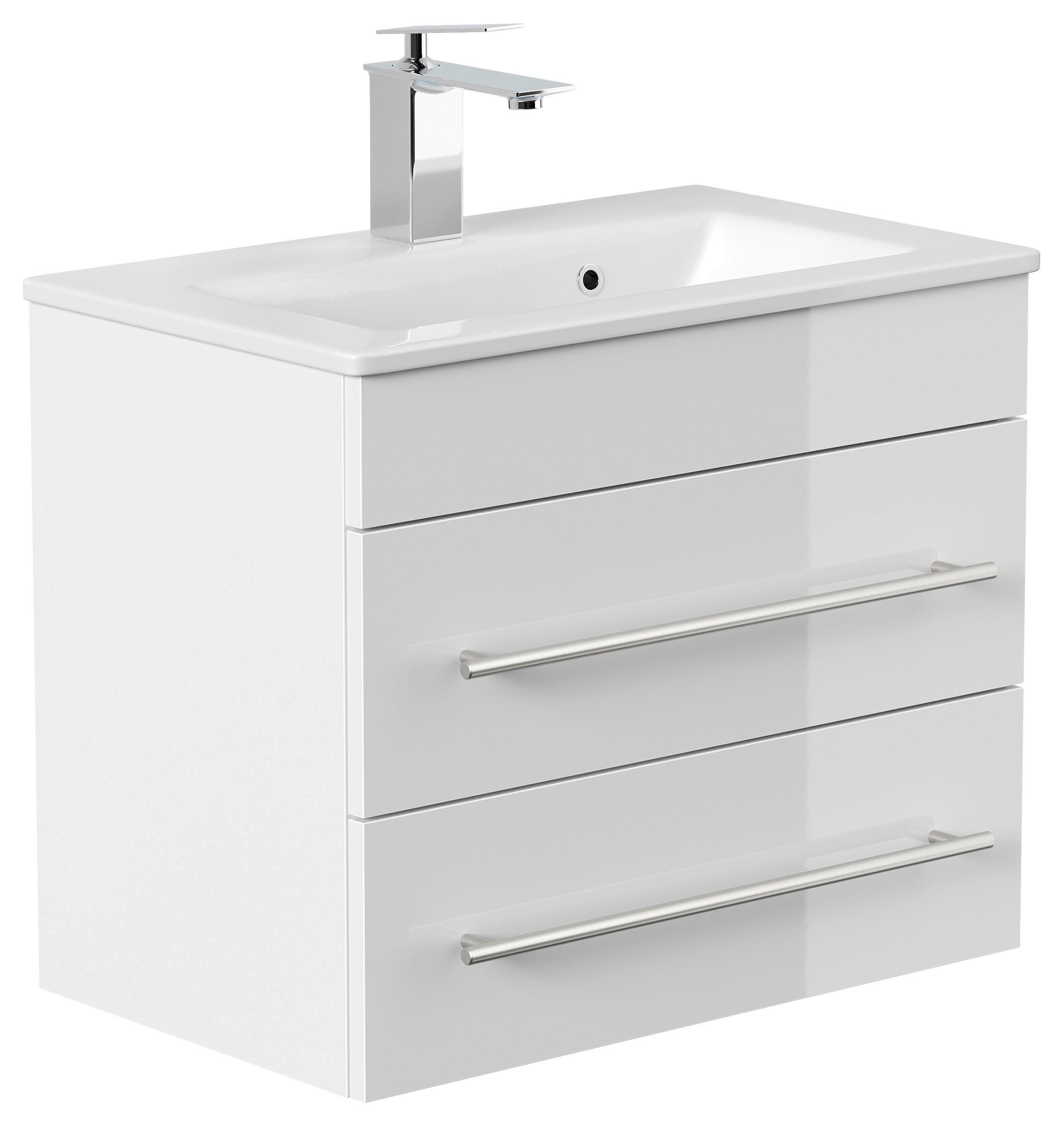 Badezimmer Portus Weiß Hochglanz B:60,6cm - Weiß Hochglanz/Weiß, MODERN, Holzwerkstoff (60,6cm) - MID.YOU