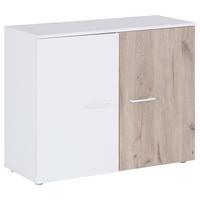 Komód Alex 90/74 Cm - tölgyfa színű/fehér, Konventionell, faalapú anyag (90/74/37cm)