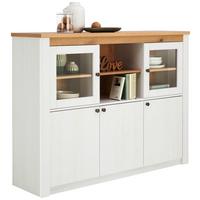Vitrine Rovigio Weiß, Lärche Dekor B: 155 Cm - Lärchefarben/Weiß, KONVENTIONELL, Glas/Holzwerkstoff (155/118/42cm) - Landscape