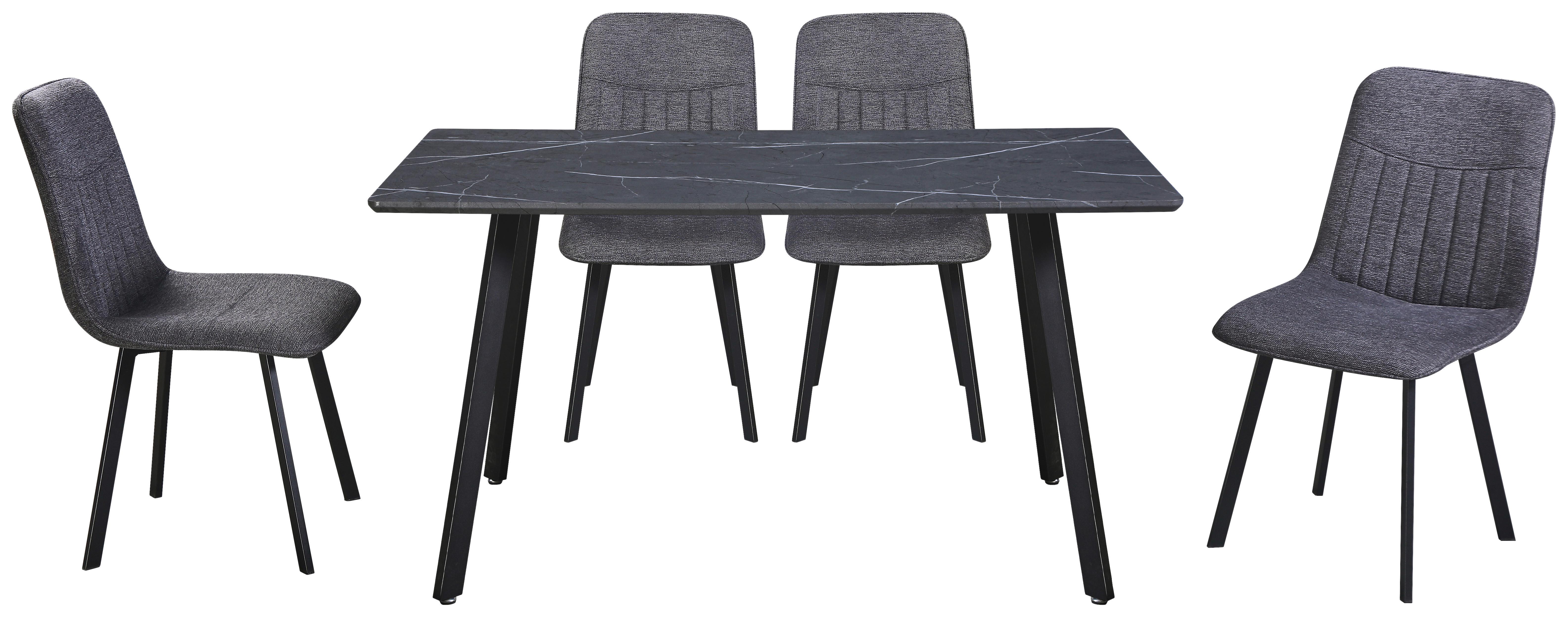 Tischgruppe Mackay 5-Tlg. Metall/Textil Grau, B: 140cm - Grau, KONVENTIONELL, Holzwerkstoff/Textil (140/46/75/88/80/57cm) - MID.YOU