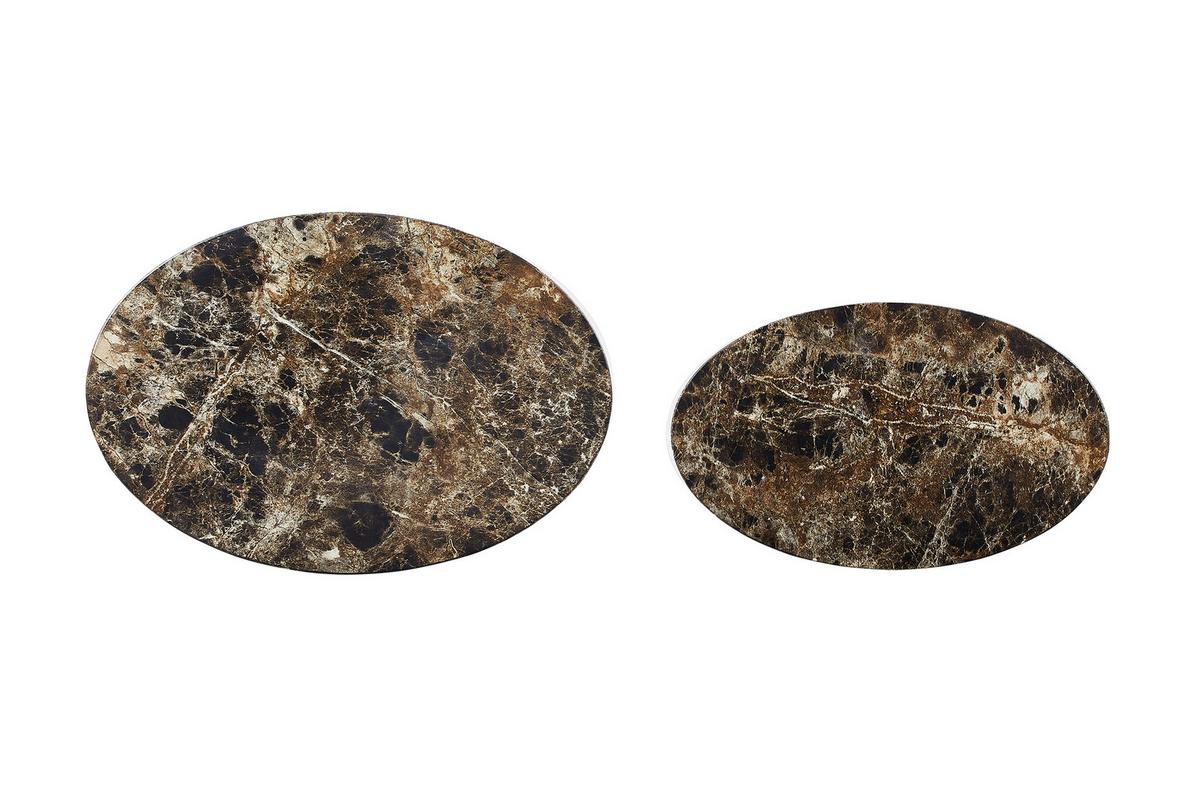 Couchtischset 2-teilig Braun/marmoroptik - Braun, Design, Holzwerkstoff (48-40/33-24,5/40-33cm) - Livetastic