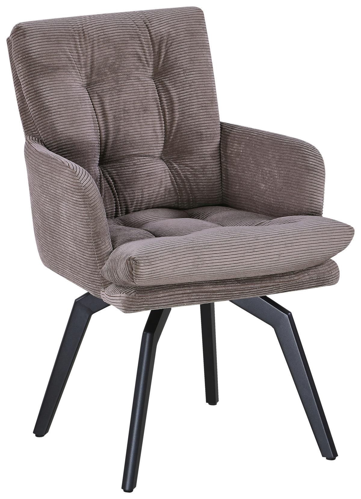 STOLIČKA S PODRÚČKAMI HANNA - hnedá/čierna, Modern, kov/textil (60/88/64cm) - Mömax
