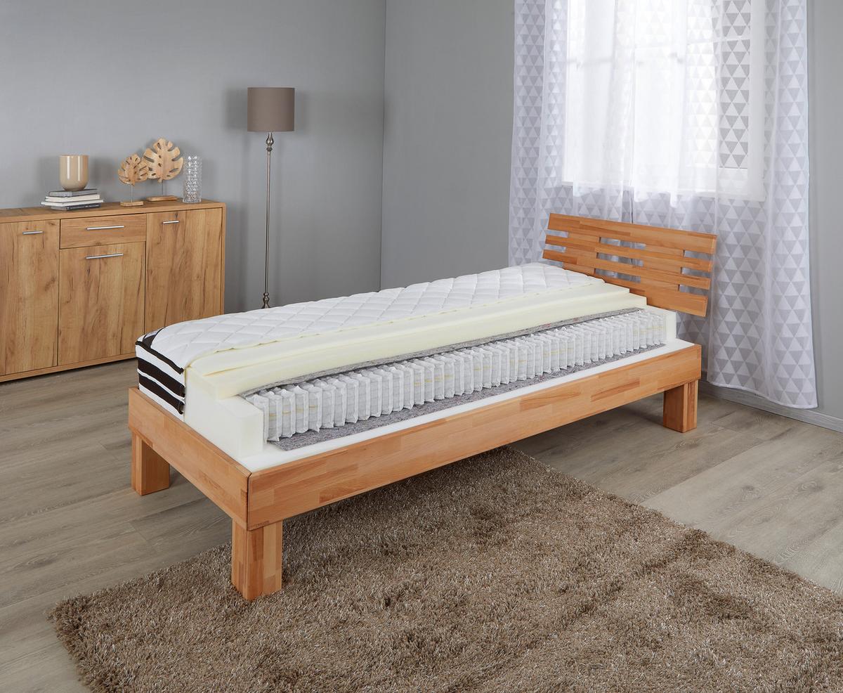 Taschenfederkernmatratze Cecile 140x200cm Mittelfest - Weiß, Textil (140/200cm) - Ele