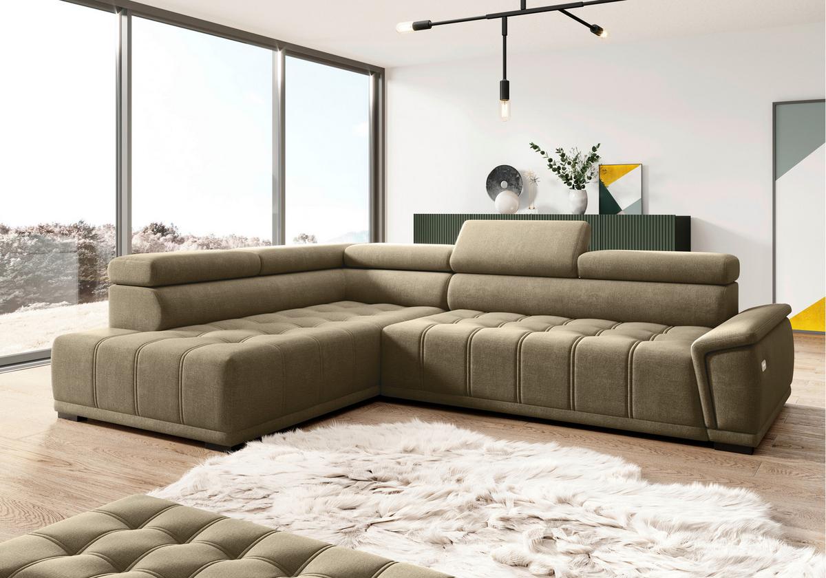 Rohová sedačka GRINALDI, ľavá, sivohnedá - čierna/taupe, Modern, textil/plast (206/283cm) - Premium Living