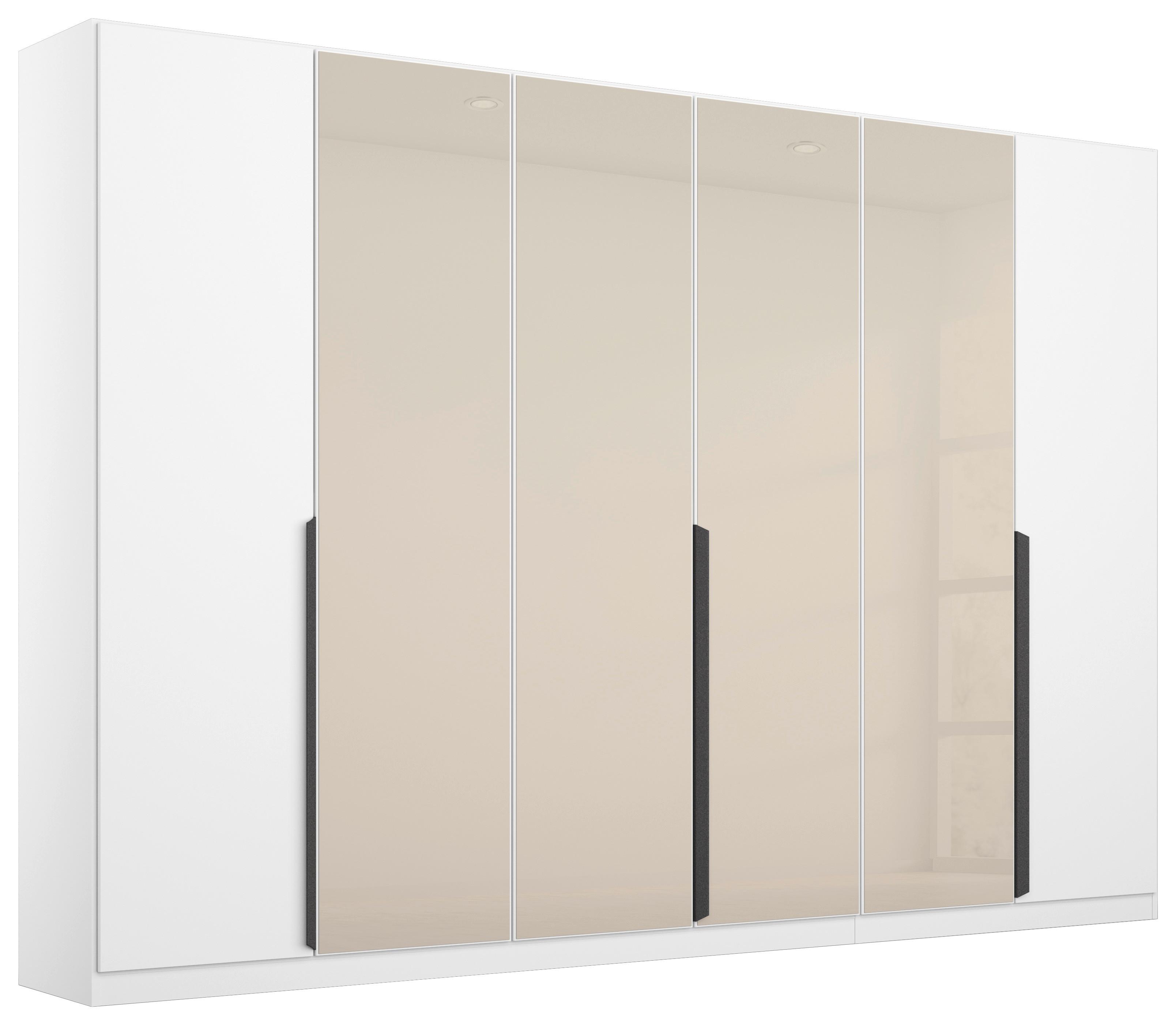 Drehtürenschrank Artemis 271 cm Weiß/Champagnerfarben - Champagner/Weiß, MODERN, Glas/Holzwerkstoff (271/210/54cm) - Rauch Möbel