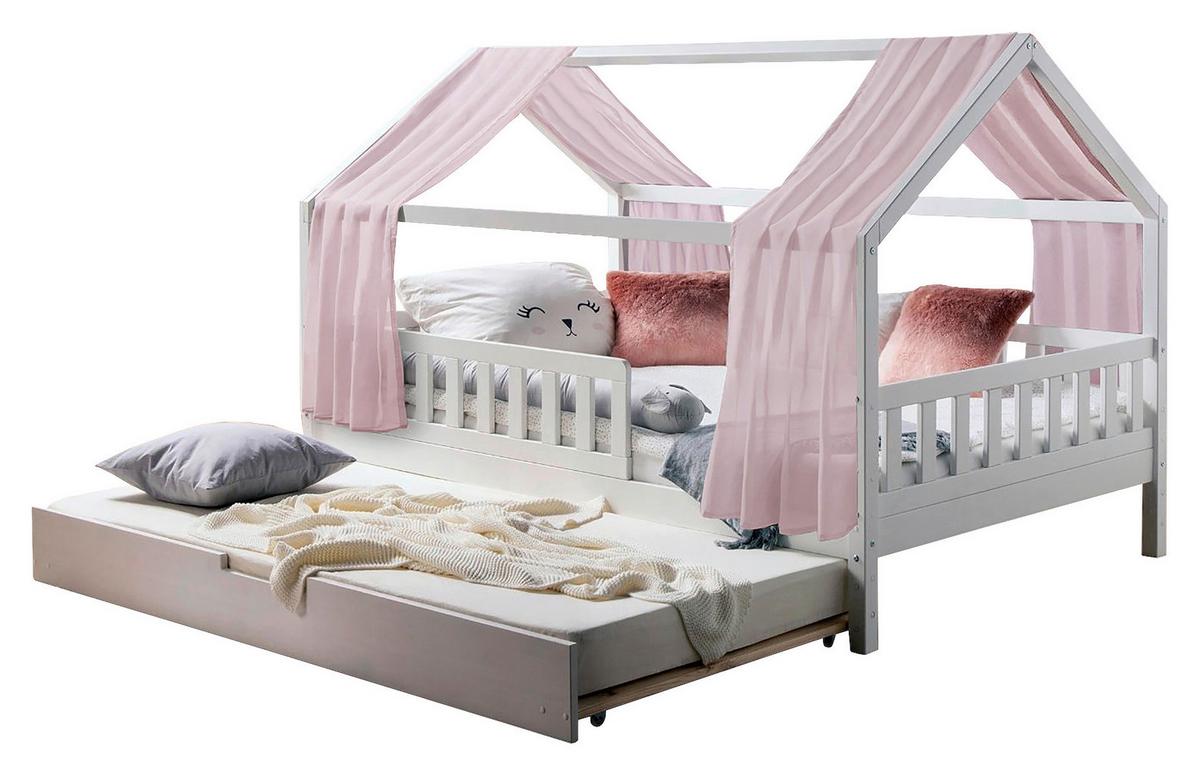Hausbett Kim Weiß/Altrosa 140x200cm - Altrosa/Weiß, MODERN, Holz/Textil (140/200cm) - Livetastic
