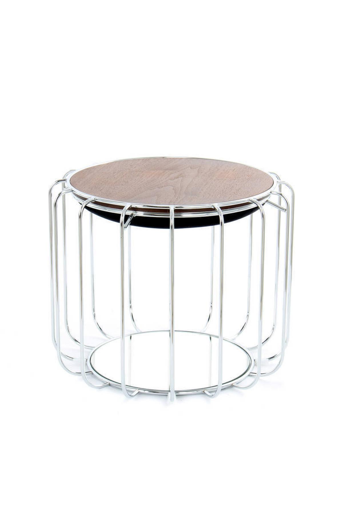 Beistelltisch/pouf 2 In 1 Comfortable Silber/schwarz - Silberfarben/Schwarz, Basics, Glas/Holzwerkstoff (50/50/45cm) - Kayoom