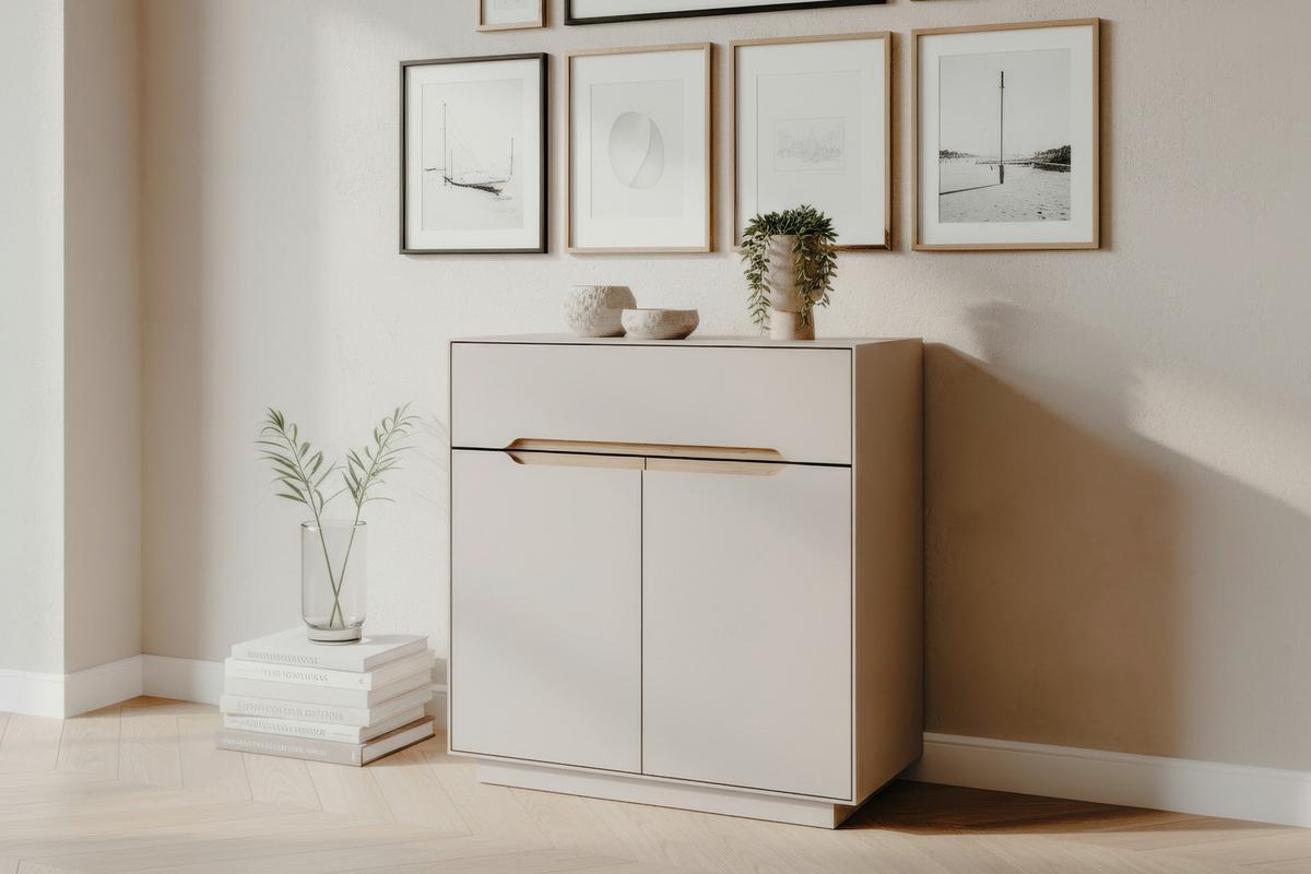 Kommode Meran Anthrazit/Eiche B: 160 cm - Anthrazit/Eiche Artisan, Trend, Holzwerkstoff (80cm)