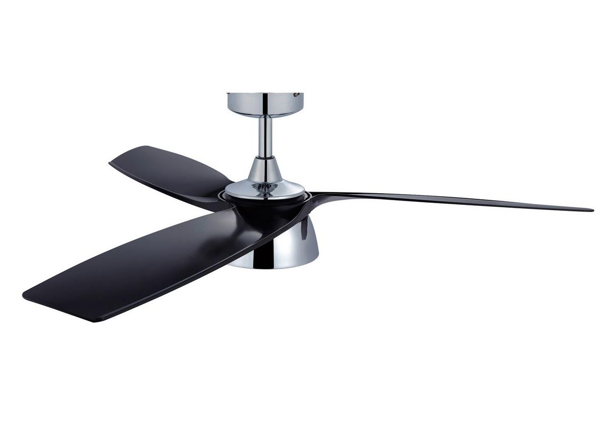 Deckenventilator Bronx - Chromfarben/Schwarz, Basics, Kunststoff/Metall (132/21.5/132cm)