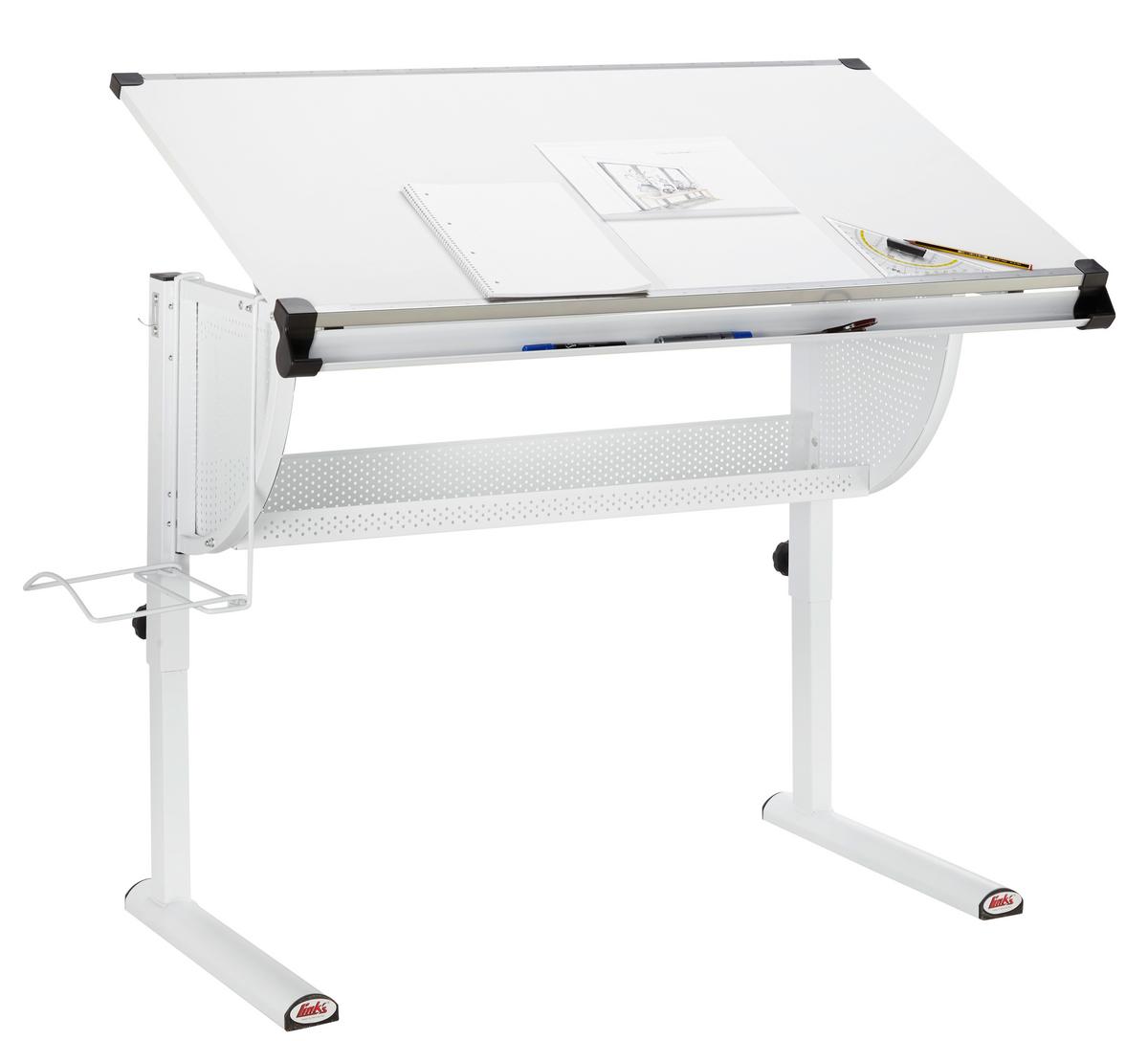 Jugendschreibtisch Neigbar B: 118 Cm H: 63 Cm Matts, Weiß - Pink/Weiß, MODERN, Holzwerkstoff/Metall (118/73/63cm) - MID.YOU