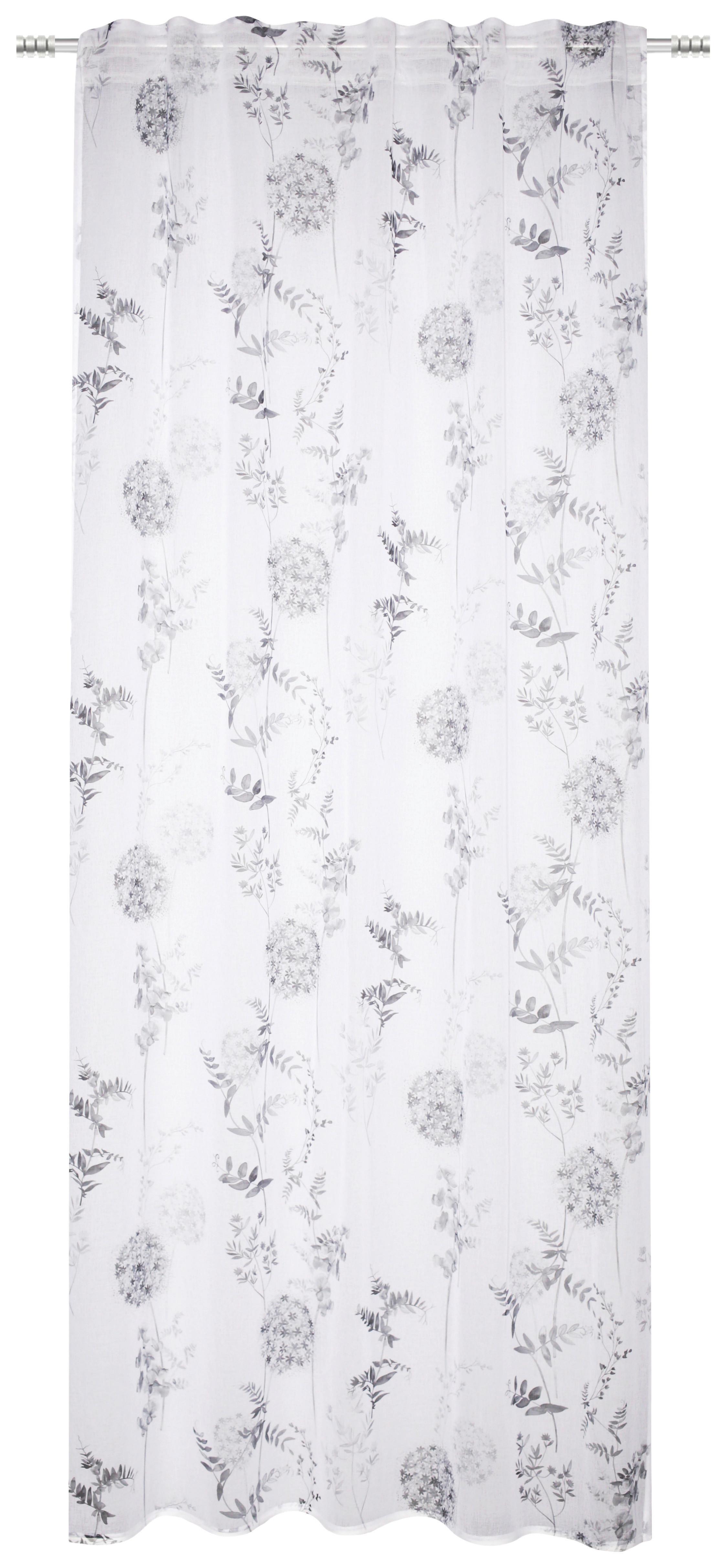 Fertigvorhang Flower - Grau, ROMANTIK / LANDHAUS, Textil (135/245cm) - James Wood