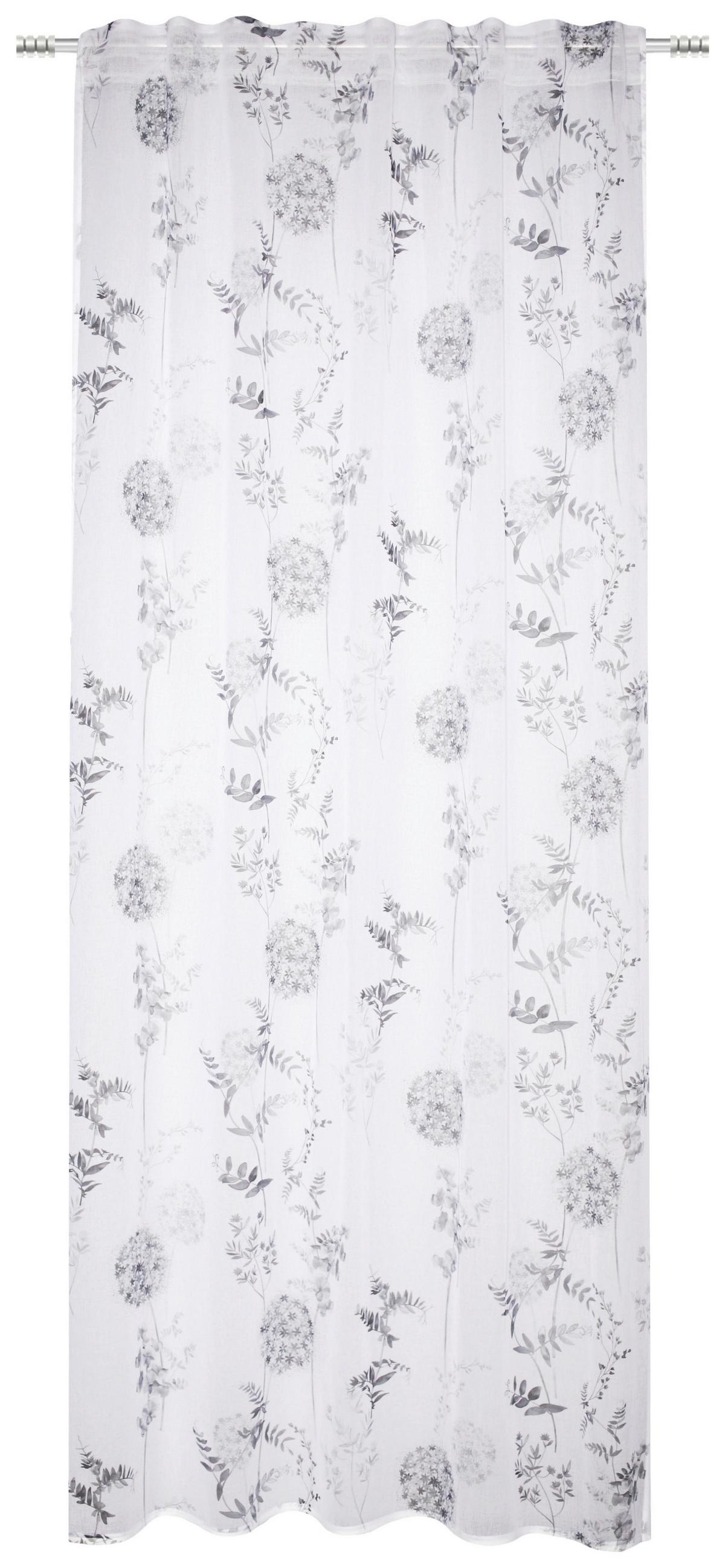 Fertigvorhang Flower - Grau, ROMANTIK / LANDHAUS, Textil (135/245cm) - James Wood