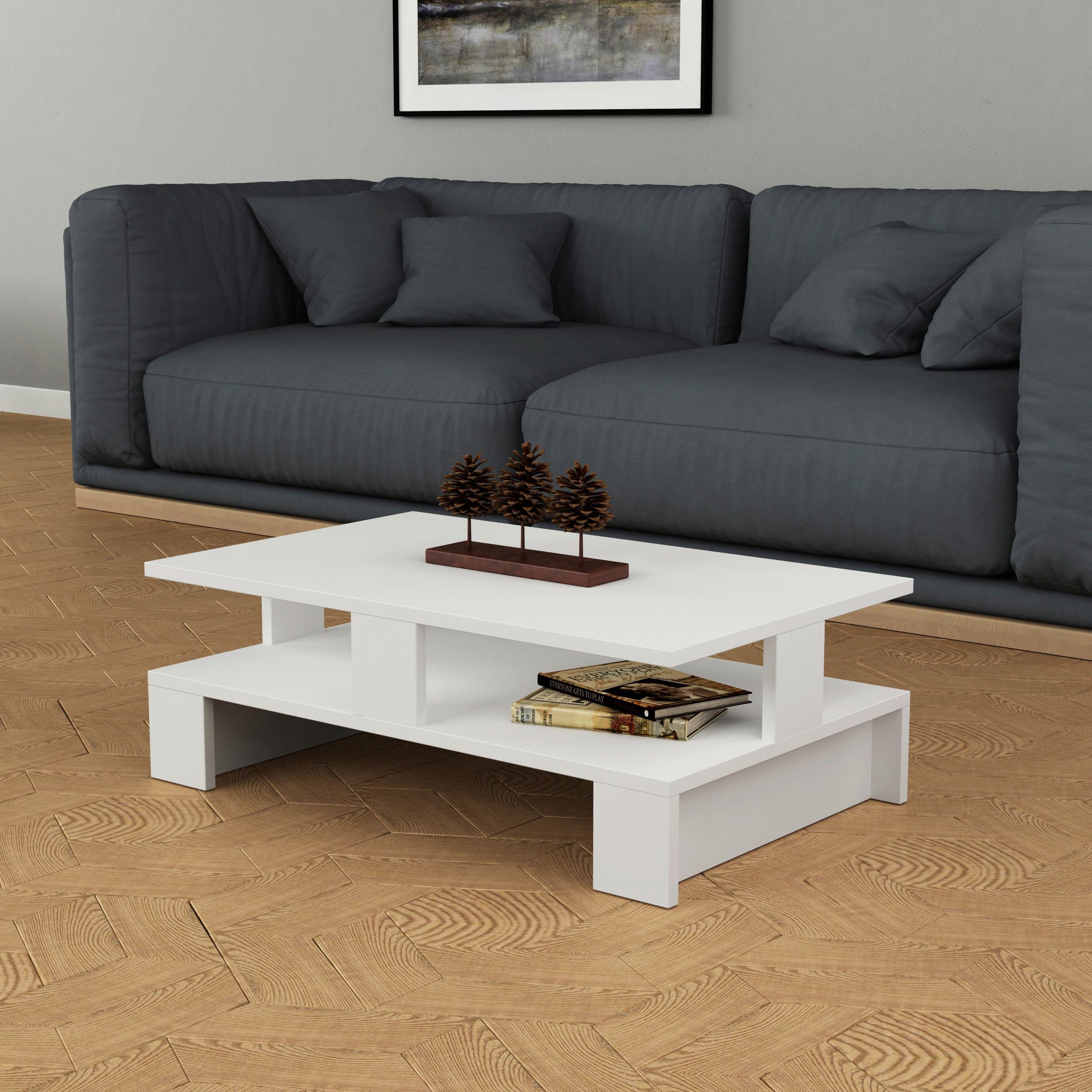 Couchtisch Mansu Couchtisch - Weiß, Design, Holzwerkstoff (80/50/28cm) - Livetastic