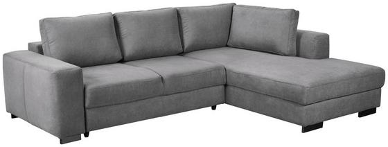 Graue Eckgarnitur mit Schlaffunktion Gemütliche Wohnlandschaft in L-Form mit Schlaffunktion