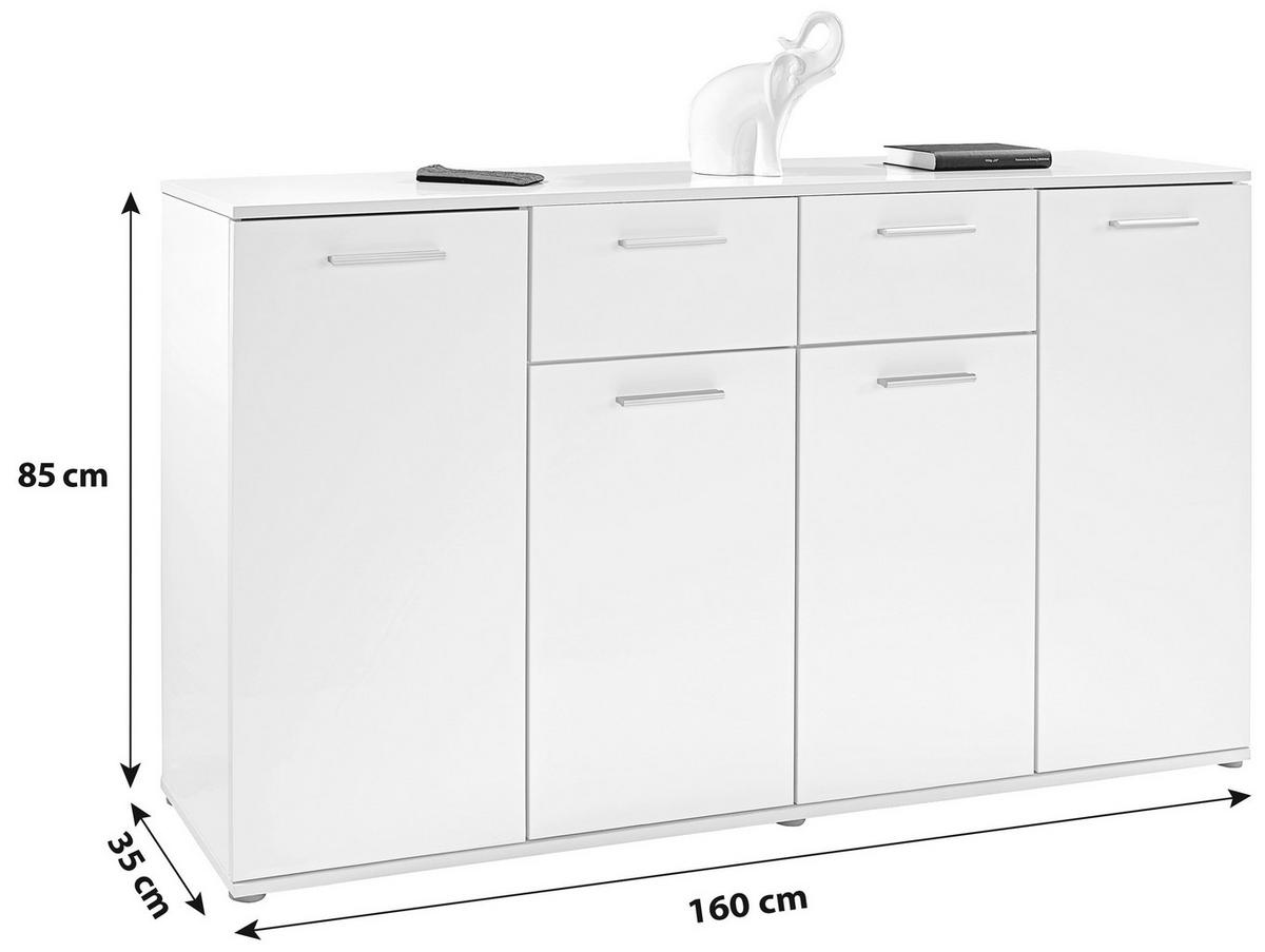 KOMODA CHRISTIAN NEW 3 - biela/hliníková, Modern, kompozitné drevo/plast (160/85/35cm)