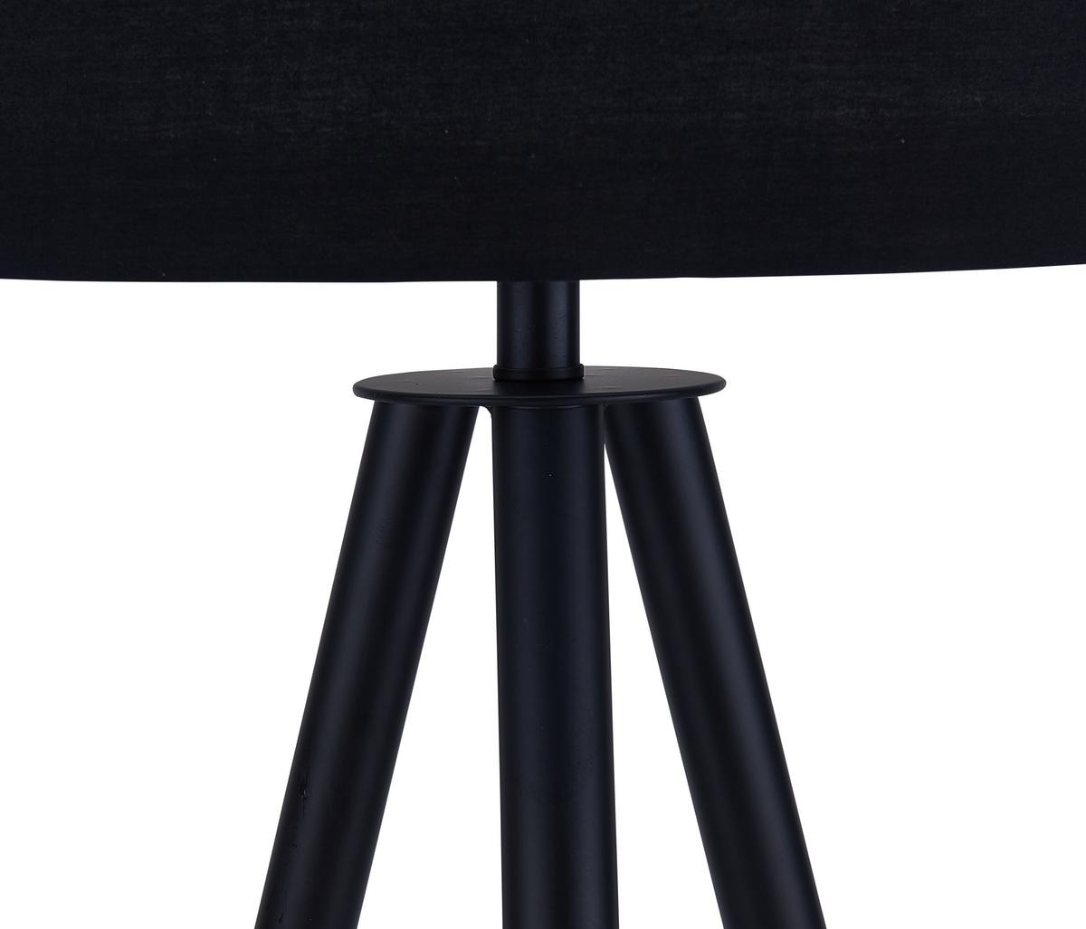 Stehlampe Holz Schwarz/Natur Langer Dreifuß mit Fußschalter - Schwarz/Naturfarben, Basics, Holz/Textil (65/154cm)