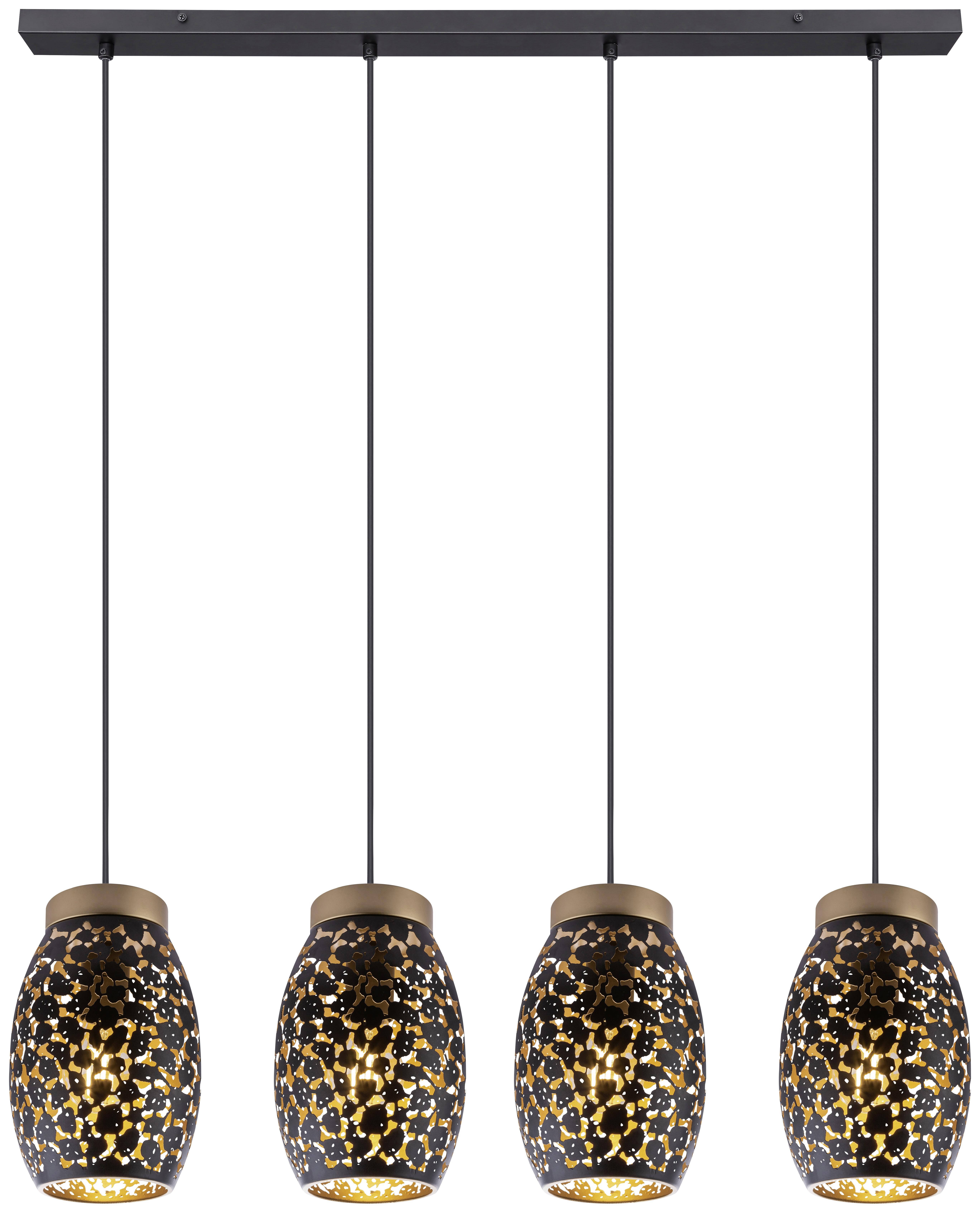 Hängeleuchte Narri L: 90 Cm 4-Flammig - Goldfarben/Schwarz, Basics, Metall (90/15/120cm) - Globo