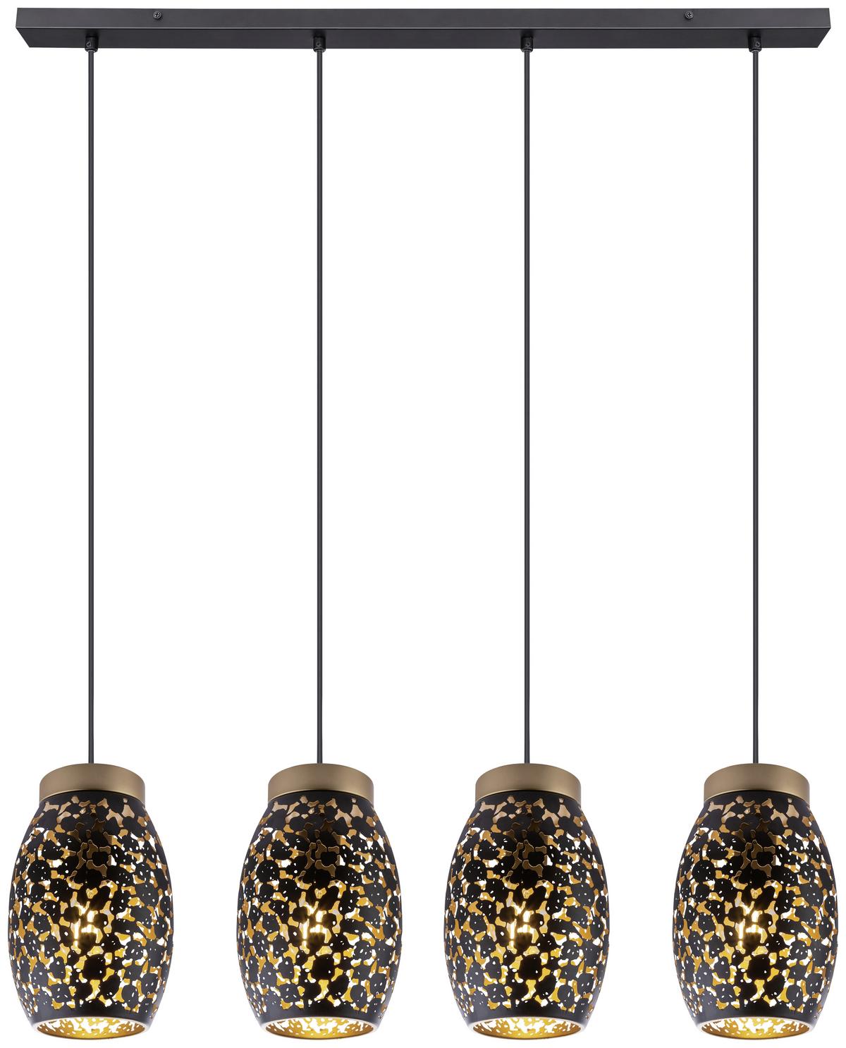 Hängeleuchte Narri L: 90 Cm 4-Flammig - Goldfarben/Schwarz, Basics, Metall (90/15/120cm) - Globo