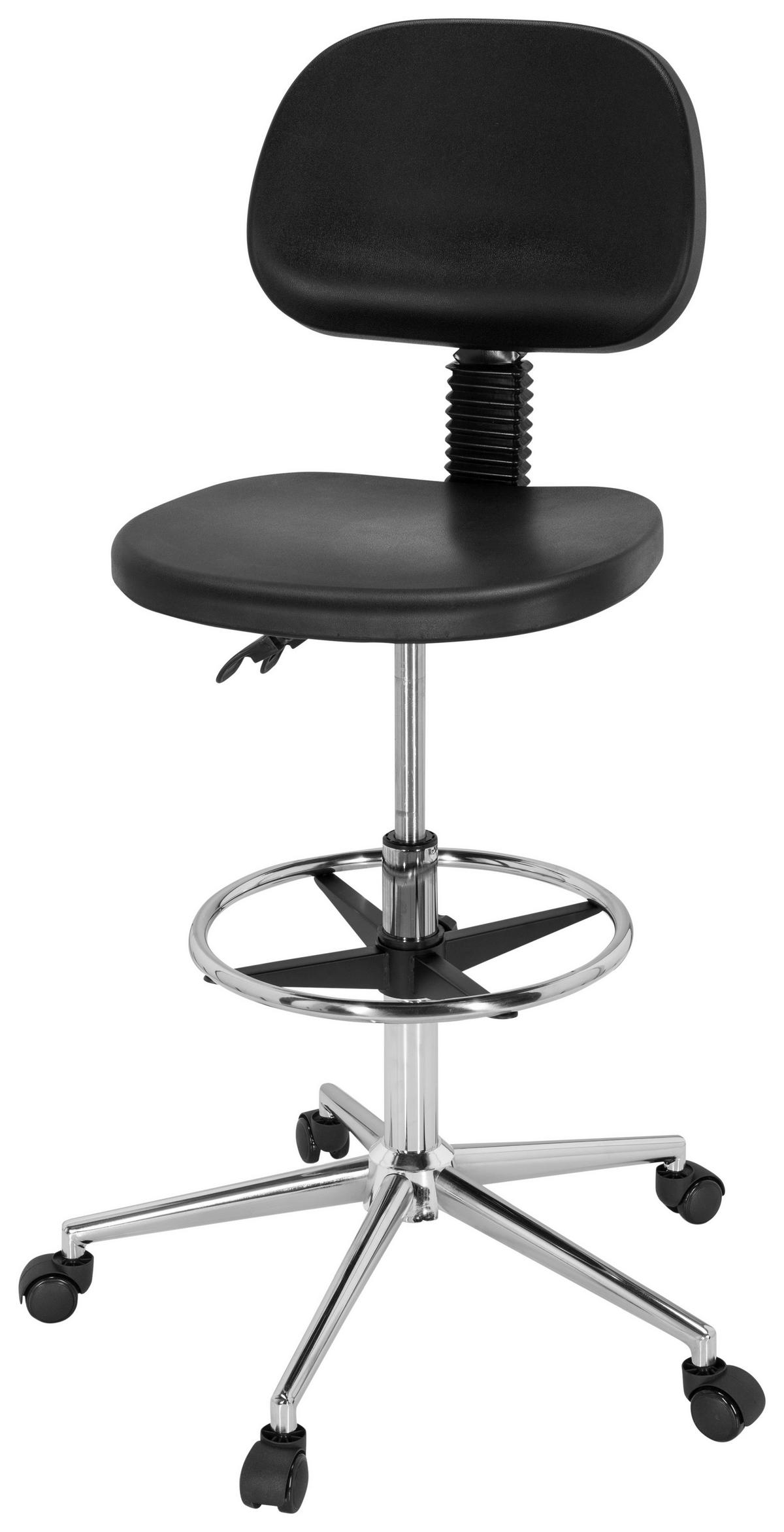 Bürohocker Top Work 24 I Schwarz Bis 100 Kg - Silberfarben/Schwarz, Basics, Kunststoff/Metall (44/91/50cm) - MID.YOU