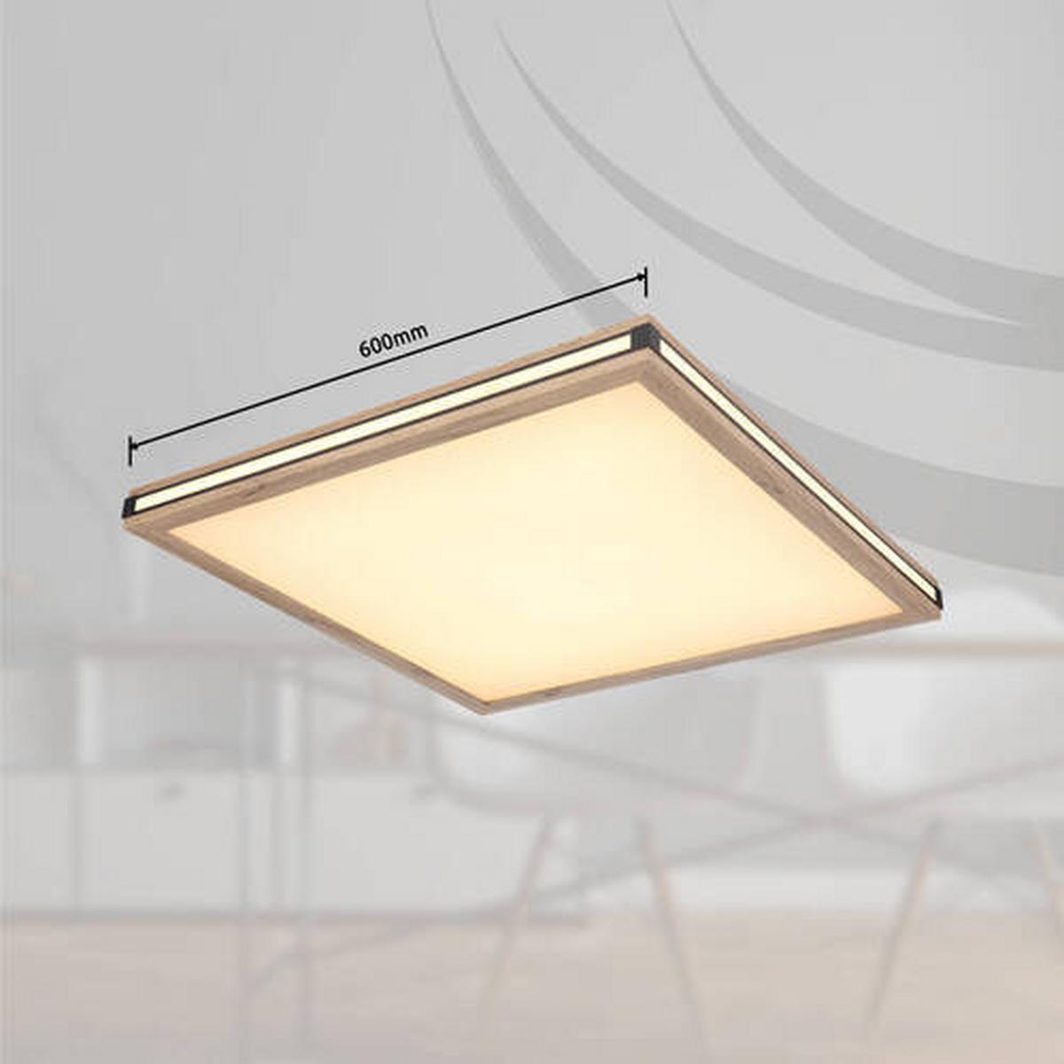 LED-Deckenleuchte 41589d3 - Dunkelbraun/Opal, Natur, Holzwerkstoff/Kunststoff (60/60/7,5cm) - Globo