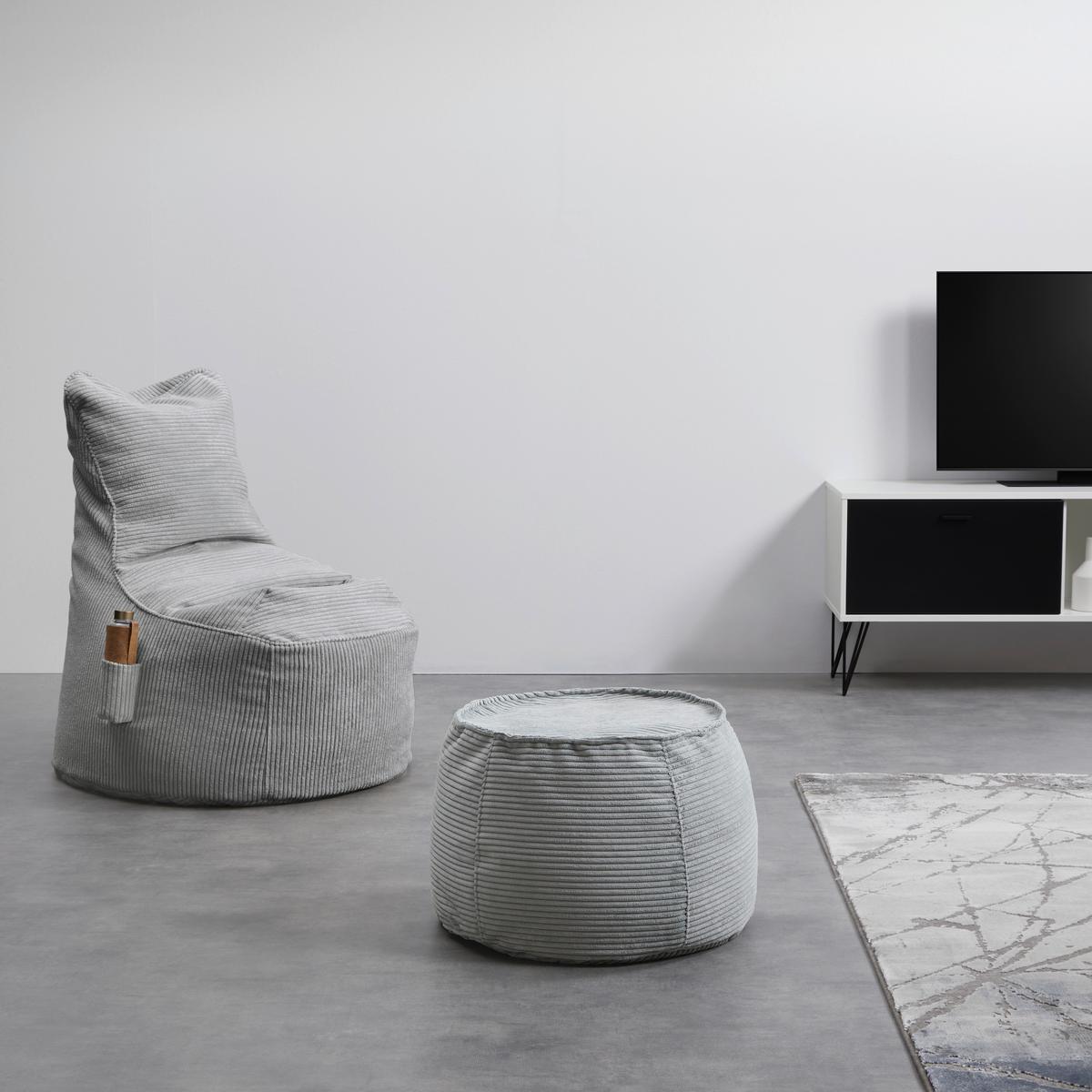 Taburet LUCYLLA, šedý manšestr - šedá, Moderní, textil (60/60/38cm) - Mömax