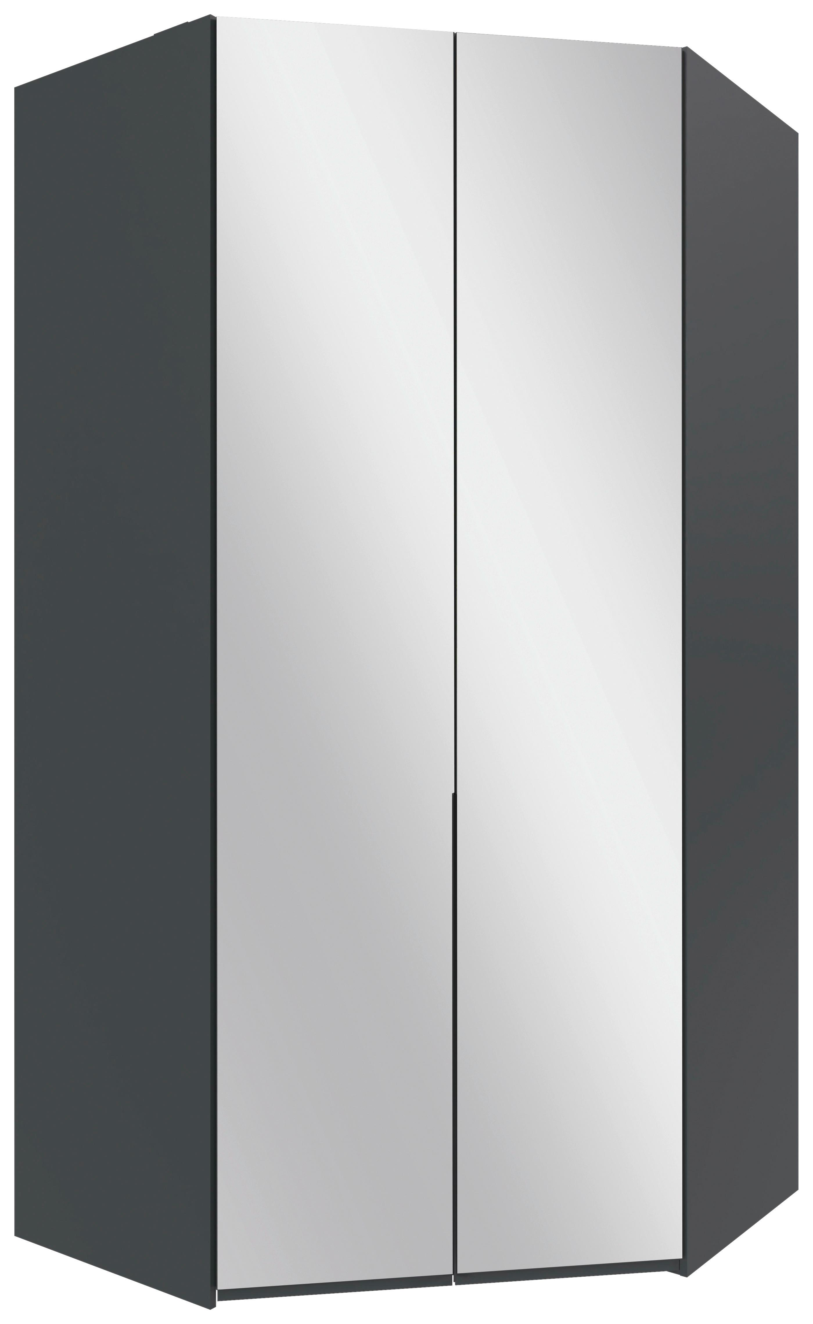 Eckleiderschrank Ny A Black Graphitfarben B: 120 cm - Graphitfarben, MODERN, Glas/Holzwerkstoff (120/236/120cm) - MID.YOU