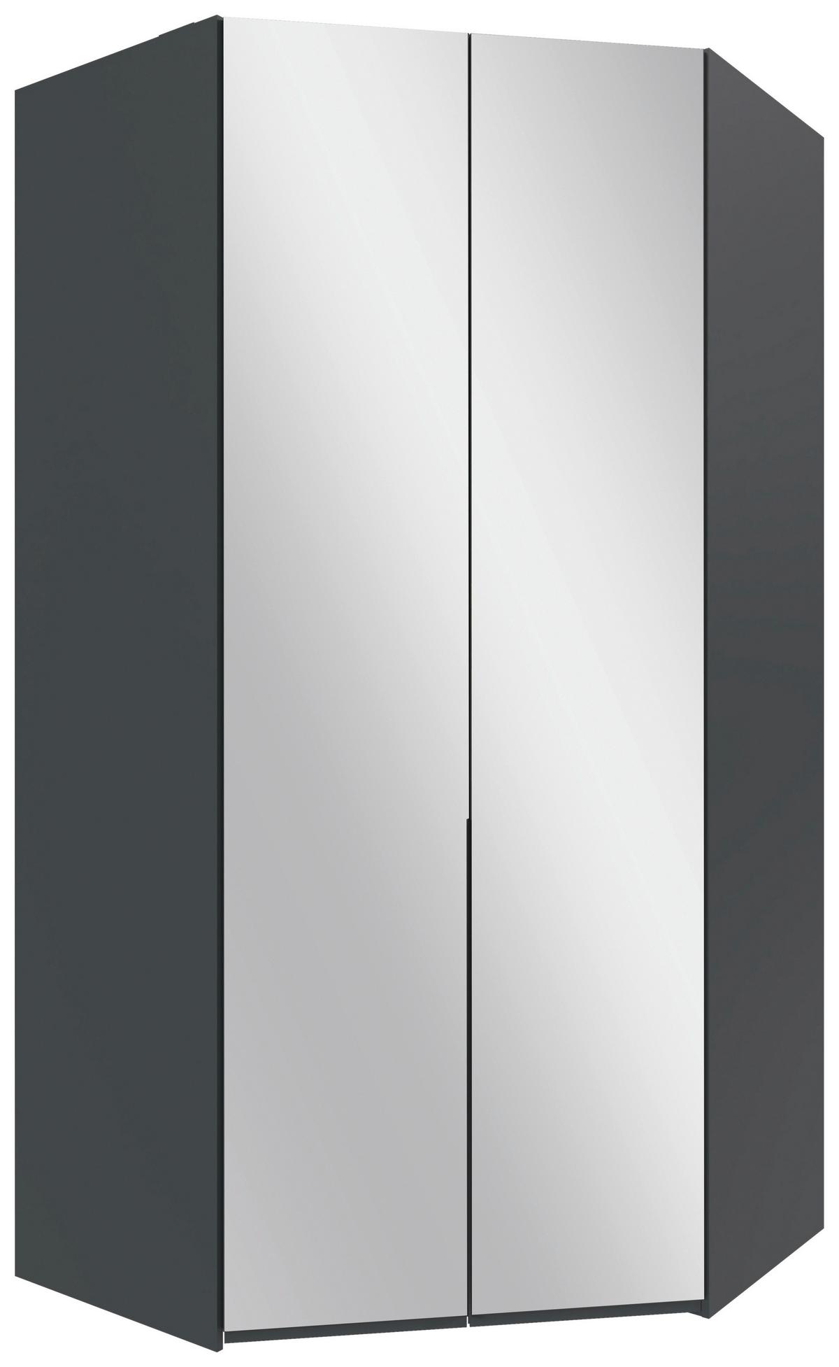 Eckleiderschrank Ny A Black Graphitfarben B: 120 cm - Graphitfarben, MODERN, Glas/Holzwerkstoff (120/236/120cm) - MID.YOU